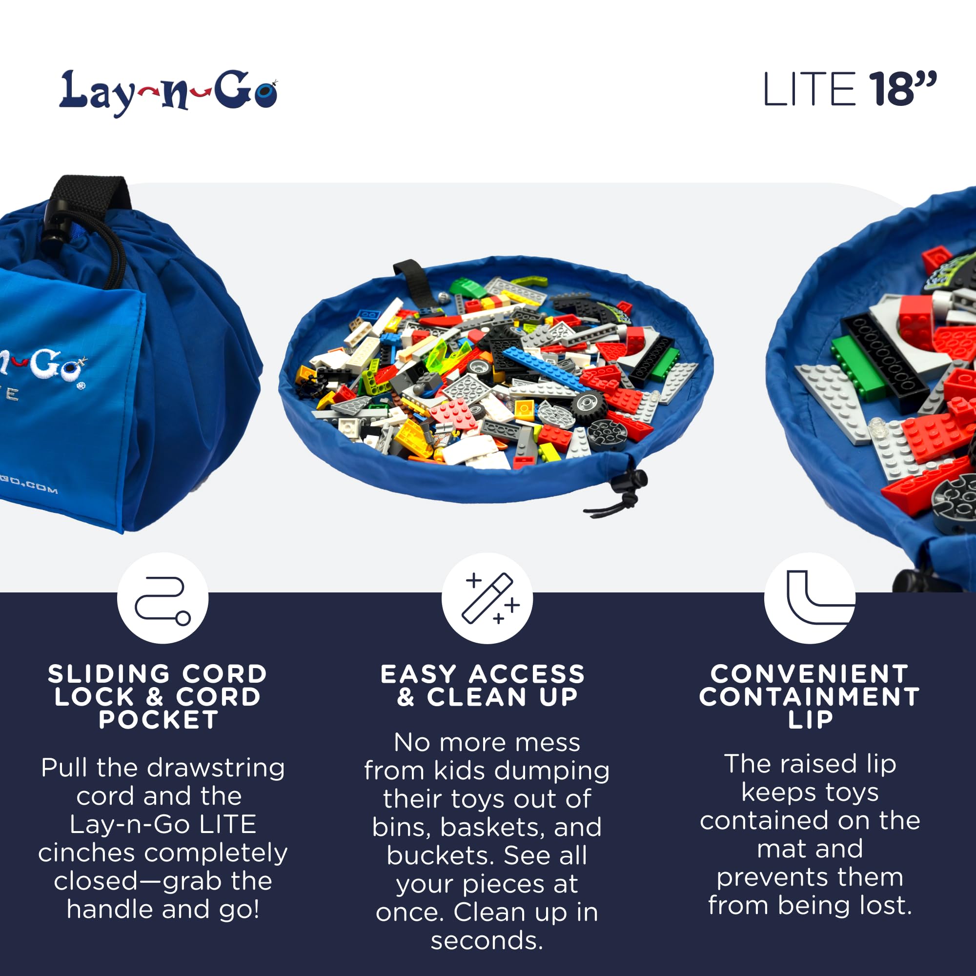 Lay-n-Go 2-in-1 Toy Organizer & Play Mat - Portable for Kids Travel & Home Play
