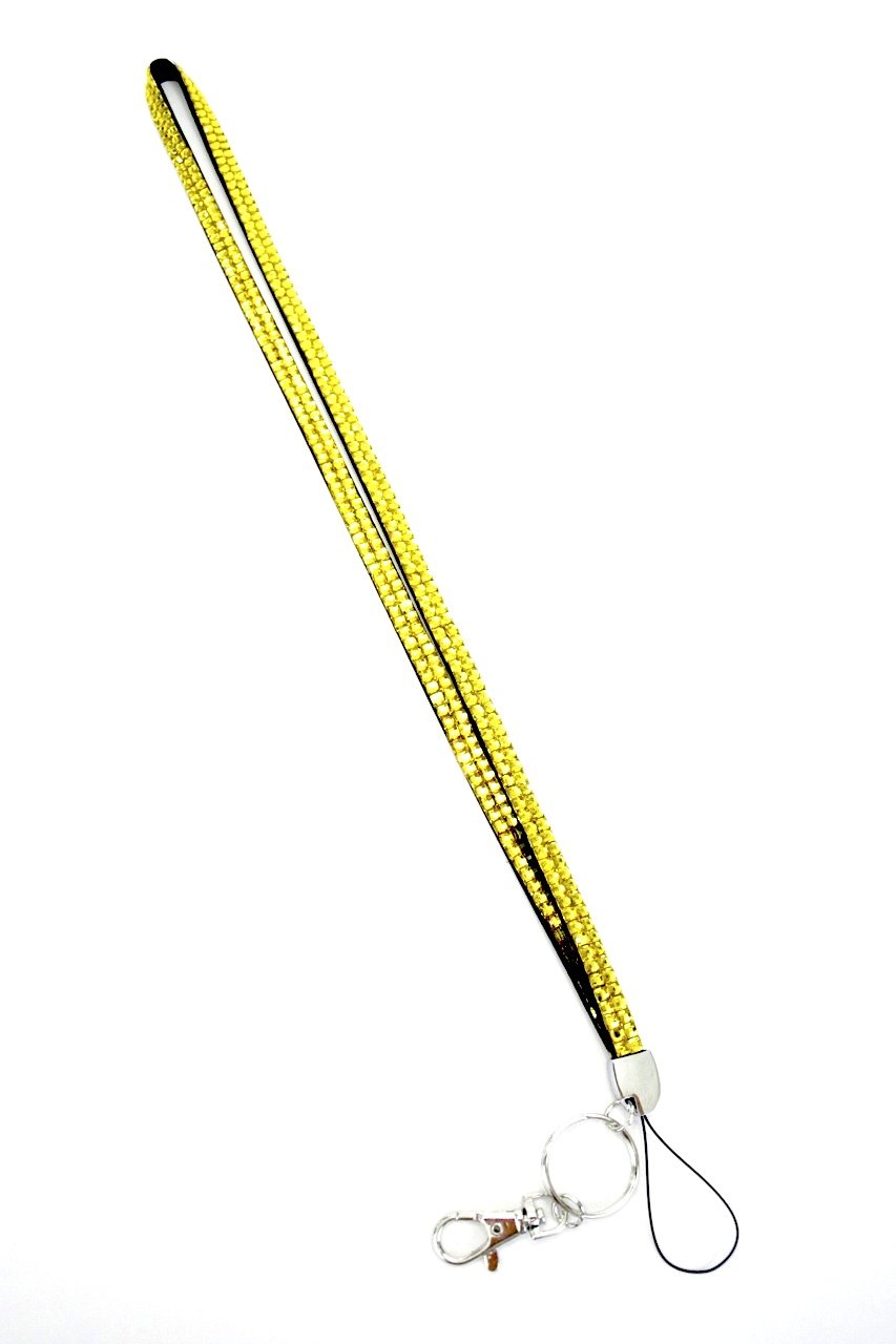 Colored Rhinestone Lanyard with ID Holder & Keychain - for Nurses, Doctors, Students (Yellow)
