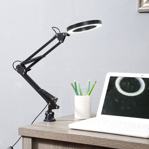 Dimmable Swing Arm Desk Lamp with Clamp - 68 LED Flexible Architect Work Light, 3 Color Modes & 10 Brightness Levels, Adjustable Multi-Joint Task Lamp for Study, Office, Computer, Art & Craft - Perfect for Reading, Writing, Drawing & Nightstand Lighting