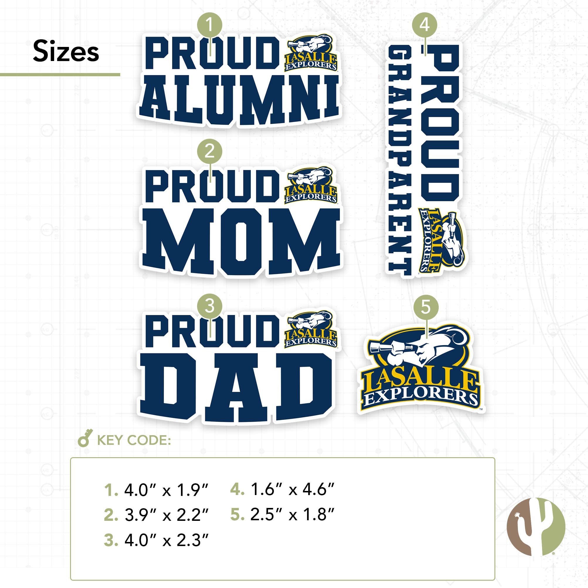 Desert Cactus La Salle University Sticker | LSU Explorers Never Lost Vinyl Decal | Waterproof Laptop, Water Bottle & Car Decal | Scrapbook & DIY Crafts (Family Full Sheet) | Perfect for College Dorms, School Supplies & Gift Giving