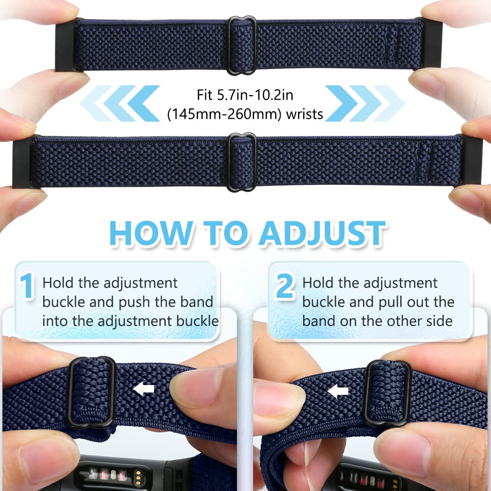 10 Pack Solo Loop Elastic Nylon Watch Bands Compatible with Fitbit Charge 4/Charge 3 - Adjustable Breathable Stretchy Replacement Wristbands for Women & Men - Perfect for Workouts, Running & Everyday Wear