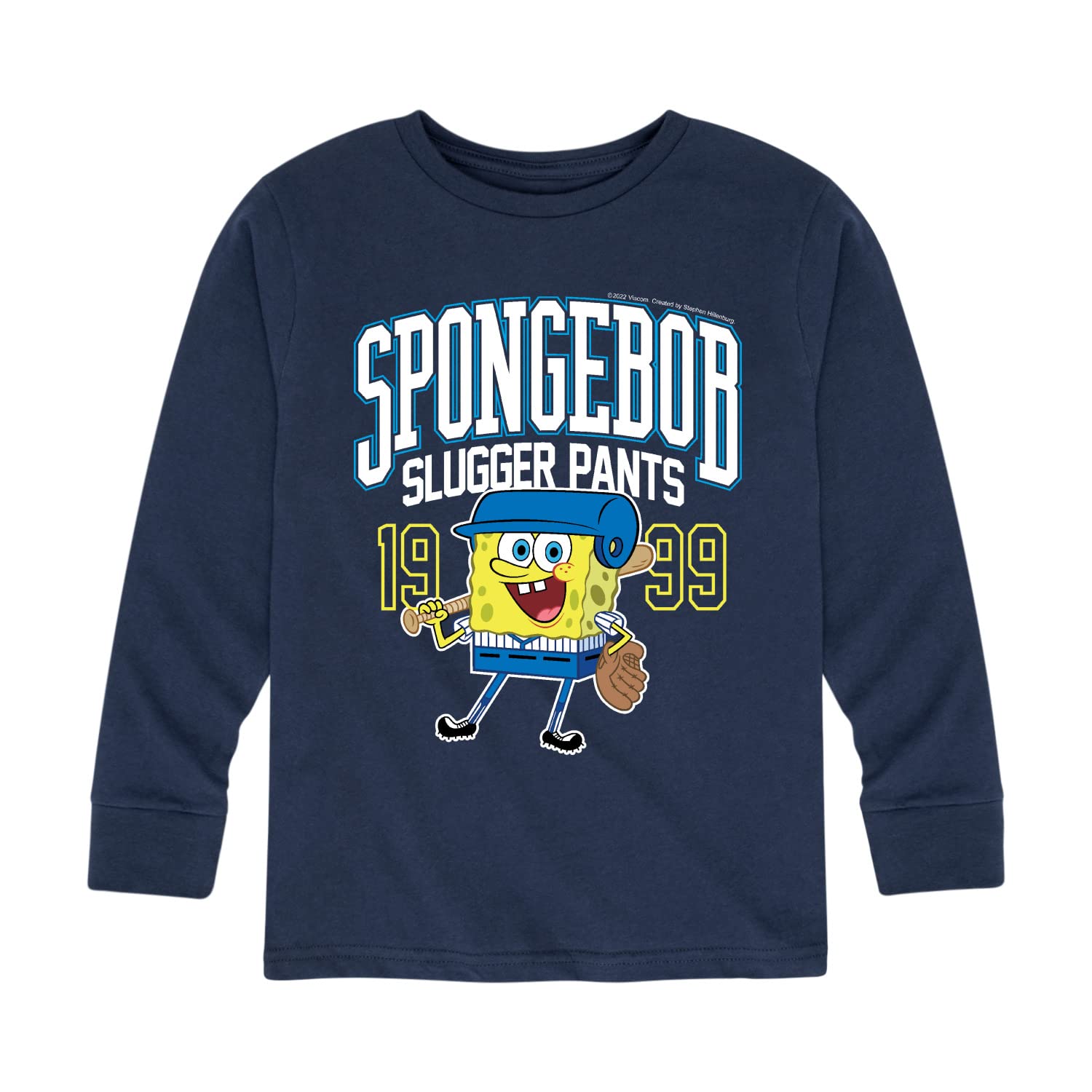 HYBRID APPAREL Spongebob Squarepants Slugger Pants Toddler & Youth Long Sleeve Graphic T-Shirt - Cartoon Character Apparel for Kids Playtime, School & Casual Wear