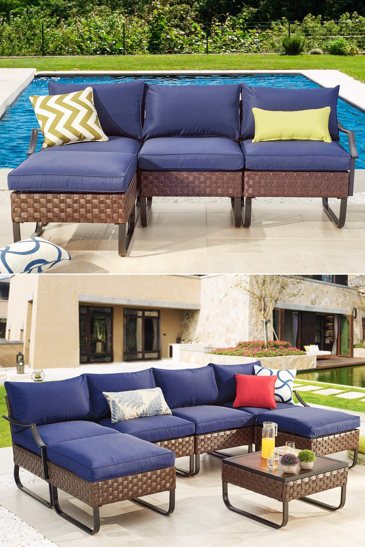 Romayard 4-Piece U-Leg Patio Conversation Set - All-Weather Outdoor Sectional Sofa for Backyard, Garden, and Poolside Relaxation