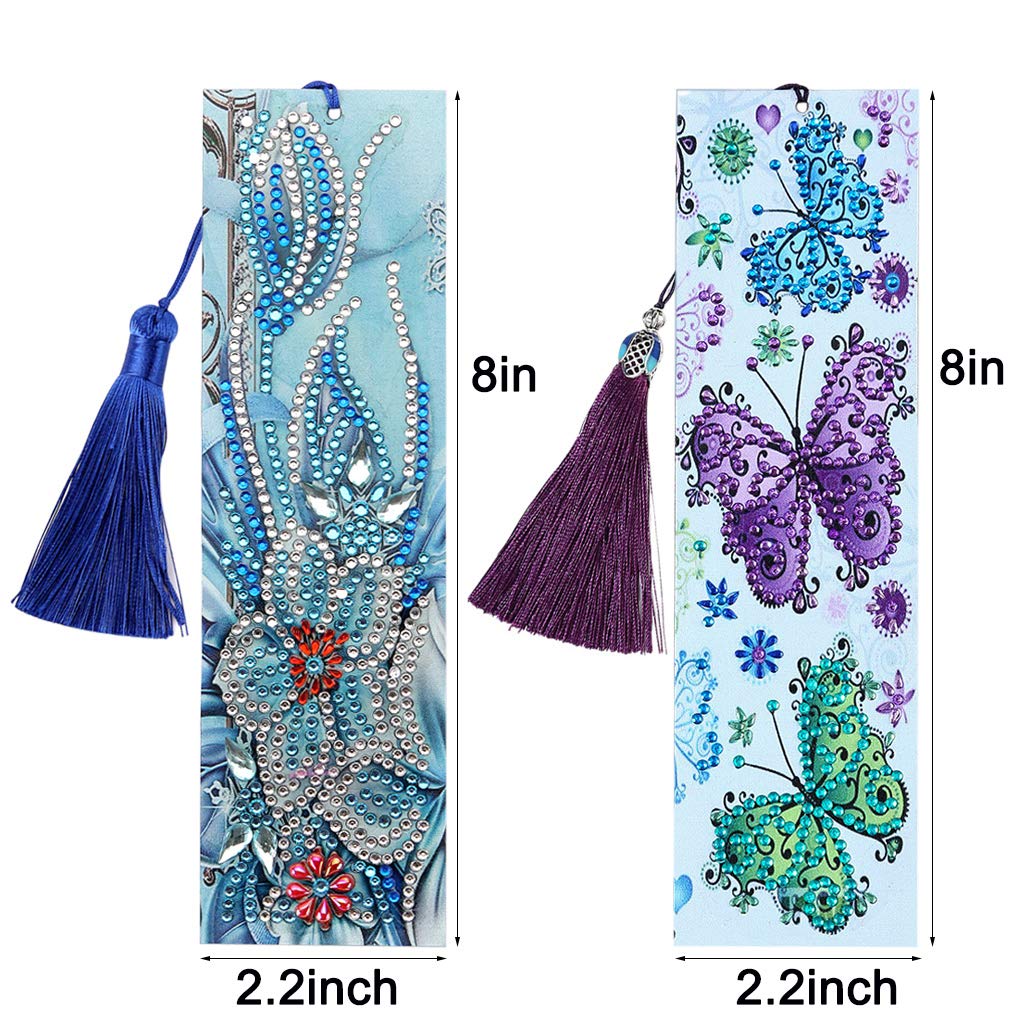 2-Pack DIY Diamond & Painting Bookmarks with Tassel - Handmade Bookmark Set for Readers - Perfect Christmas, Thanksgiving, Birthday Gifts for Book Lovers - Great for Reading, Journaling & Book Club Gifts