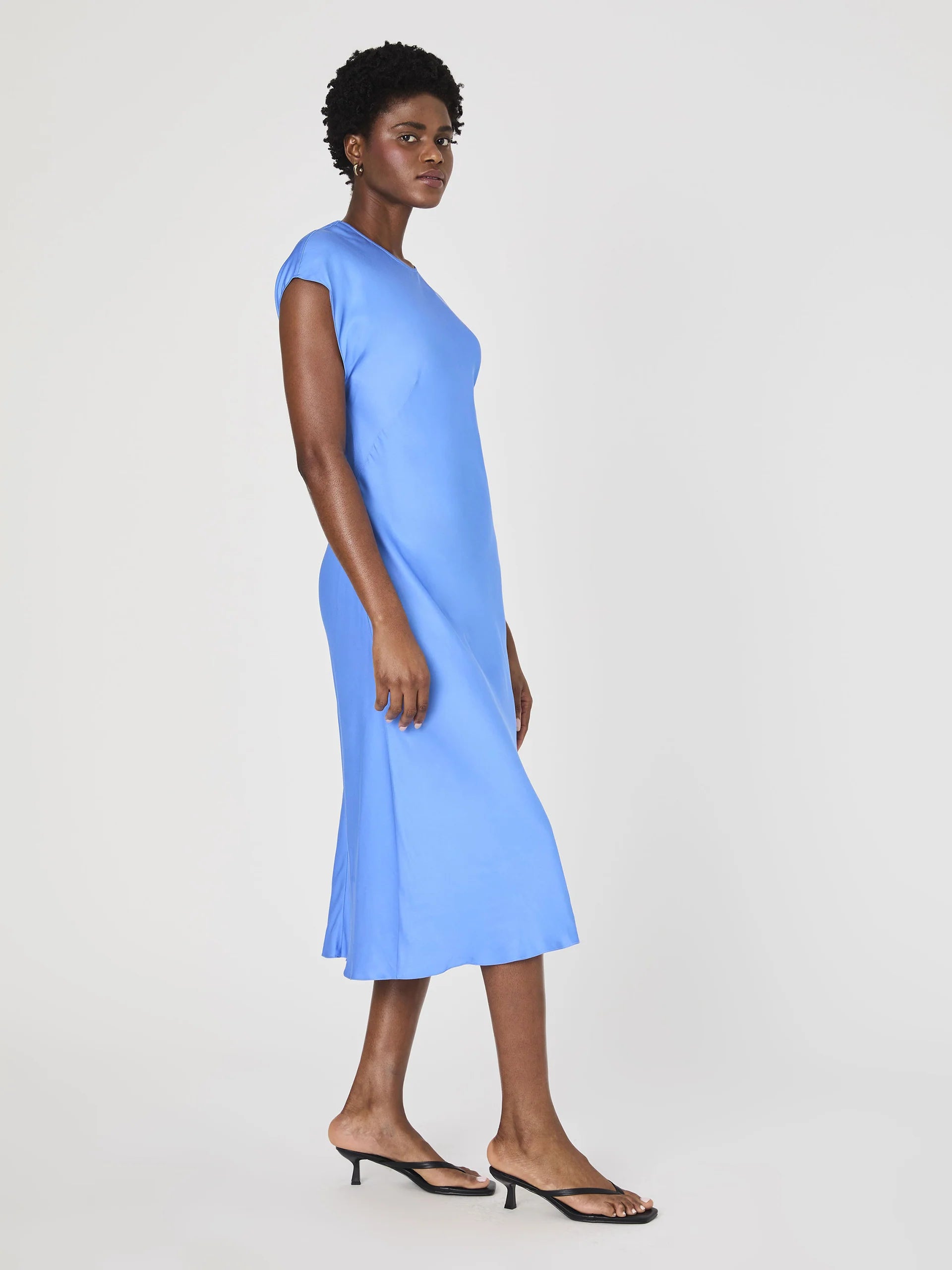 Ennis Satin Column Midi Dress in Ultramarine Blue - Elegant Formal & Cocktail Party Wear for Women