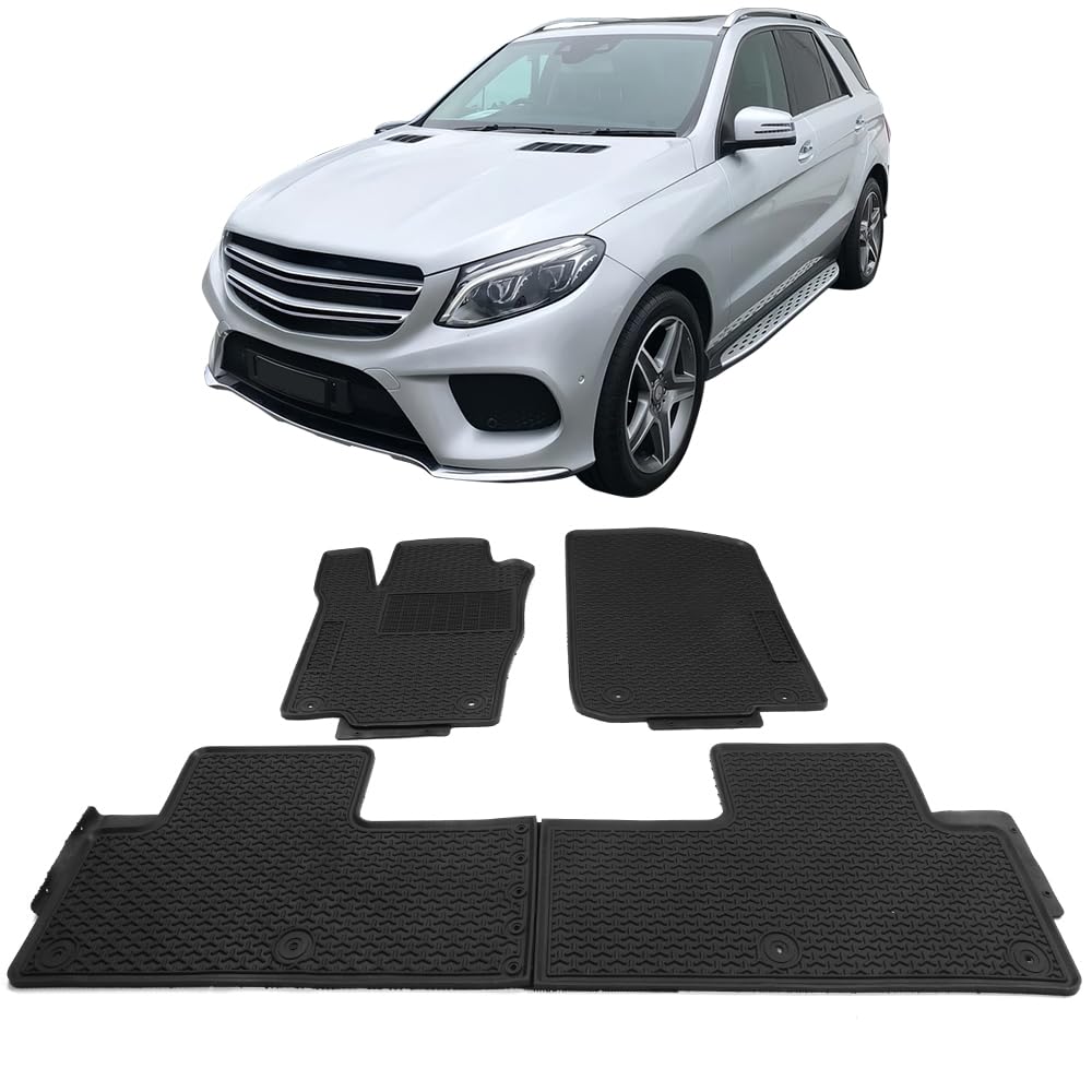 IKON MOTORSPORTS Custom Fit All-Weather Floor Mats for 2012-2019 Mercedes-Benz W166 ML/GLE Class - Premium Latex Rubber Car Interior Protection (Black) - Perfect for Daily Commute, Road Trips & Winter Driving