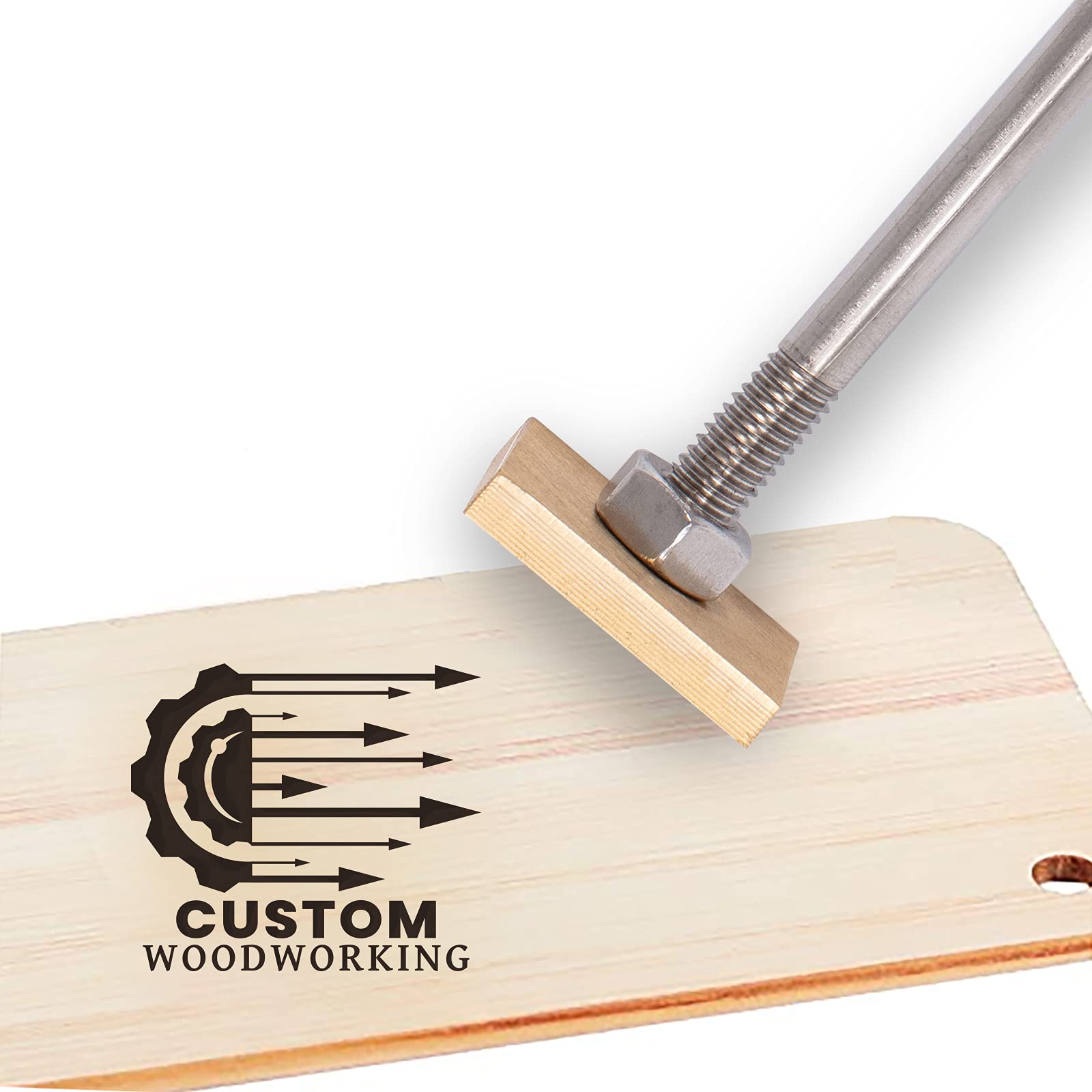 Custom Wood Branding Iron 1.2 Inch Leather Stamp - Personalized Logo Heat Branding Tool with Brass Head & Wood Handle for Woodworking, Baking, BBQ, Leather Crafting & DIY Projects - Perfect for Branding Wood, Leather & Food Items