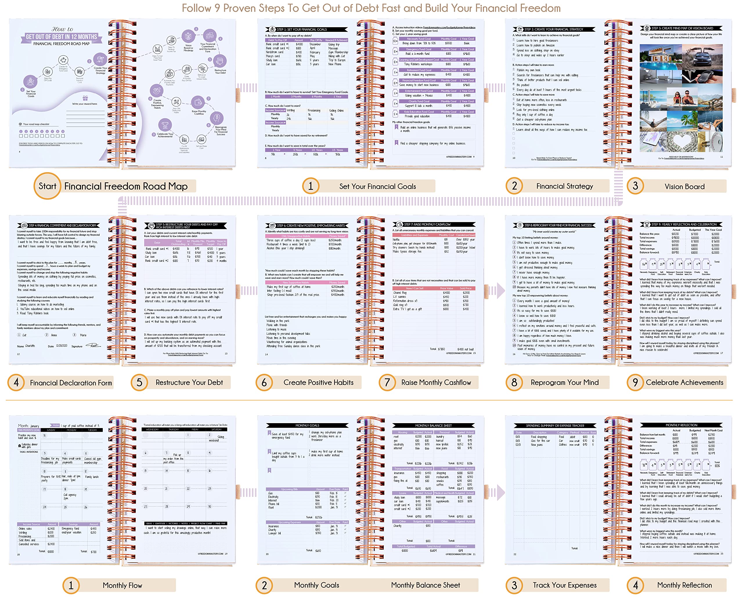2025 Spiral Budget Planner & Monthly Bill Organizer with Pockets - Financial Journal, Debt Tracker for Bill Payments & Savings | 12-Month Money Management System for Financial Freedom | Perfect for Home Budgeting, Personal Finance Tracking, and Savings Goals
