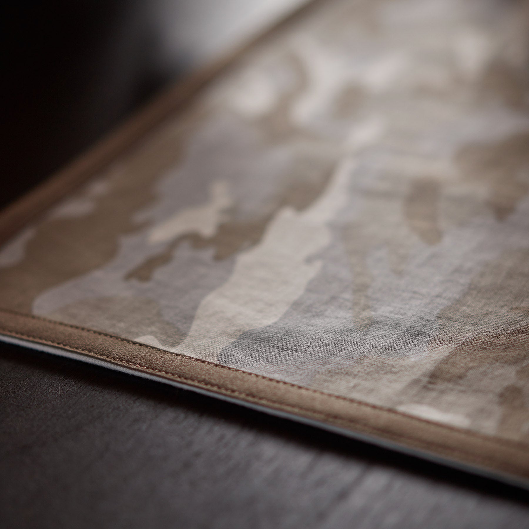 Premium Camo Placemat with Suede Trim - Waterproof & Non-Slip Desert Camo/Natural Design for Dining Table, Picnic, and Outdoor Camping Use