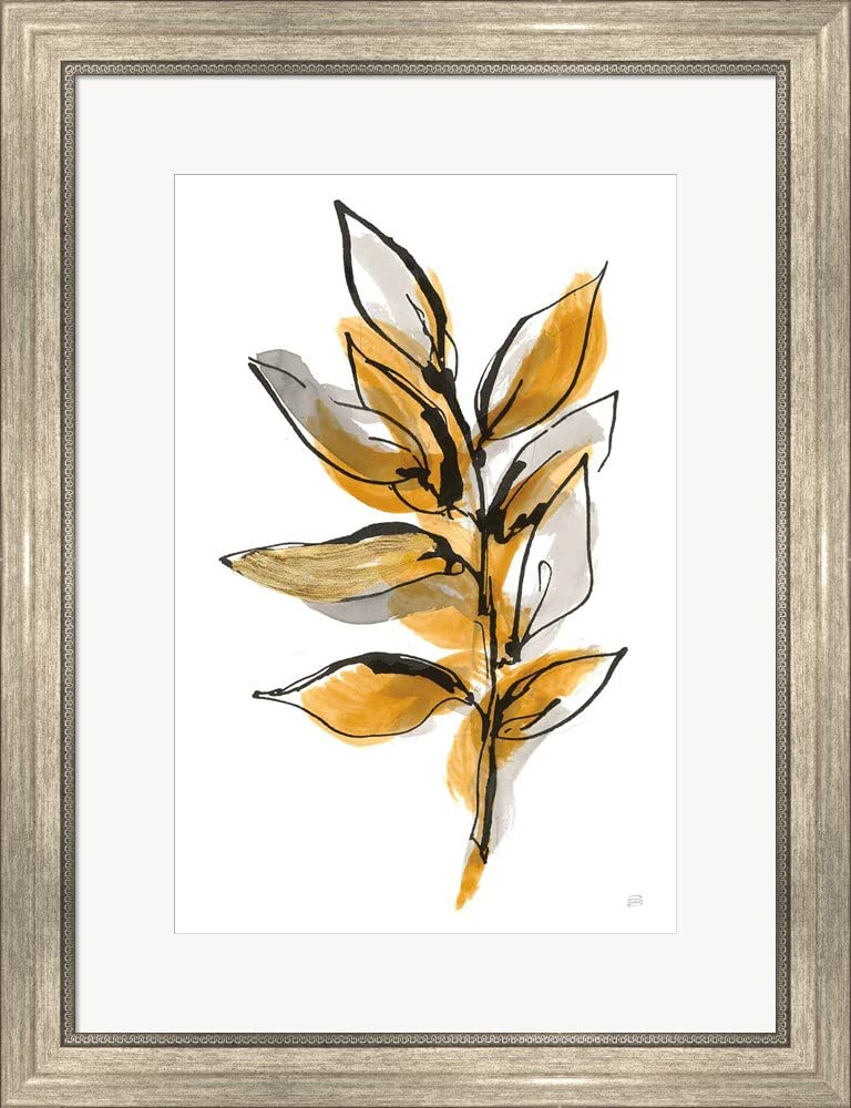 Chris Paschke Amber Leaves II Framed Art Print - Silver Scoop Frame, 20x26 Inches - Perfect for Living Room, Bedroom & Office Wall Decor