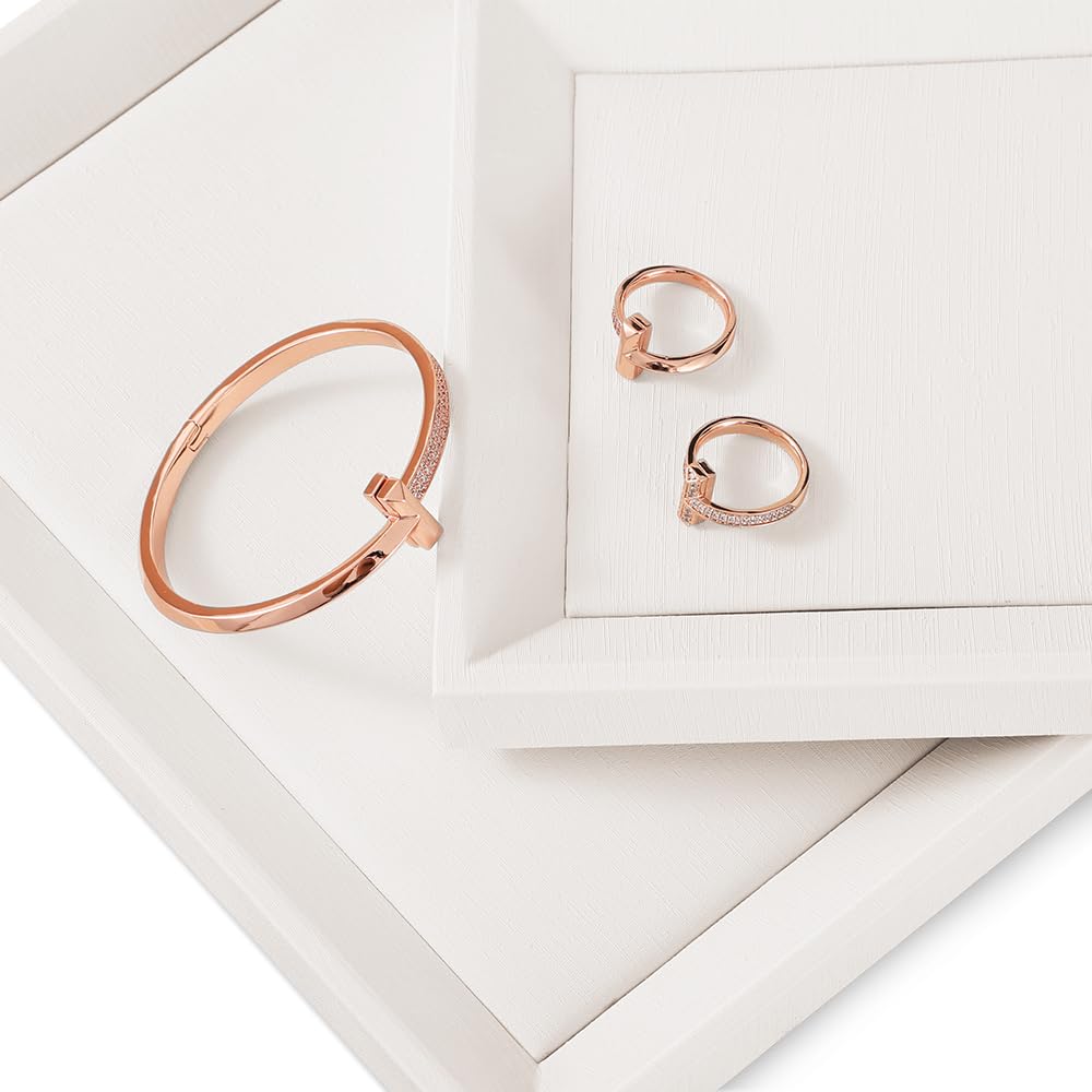 Luxury White Leather Jewelry Tray Organizer - Elegant Jewelry Display for Stores & Dresser Top - Perfect for Necklace, Ring & Earring Storage
