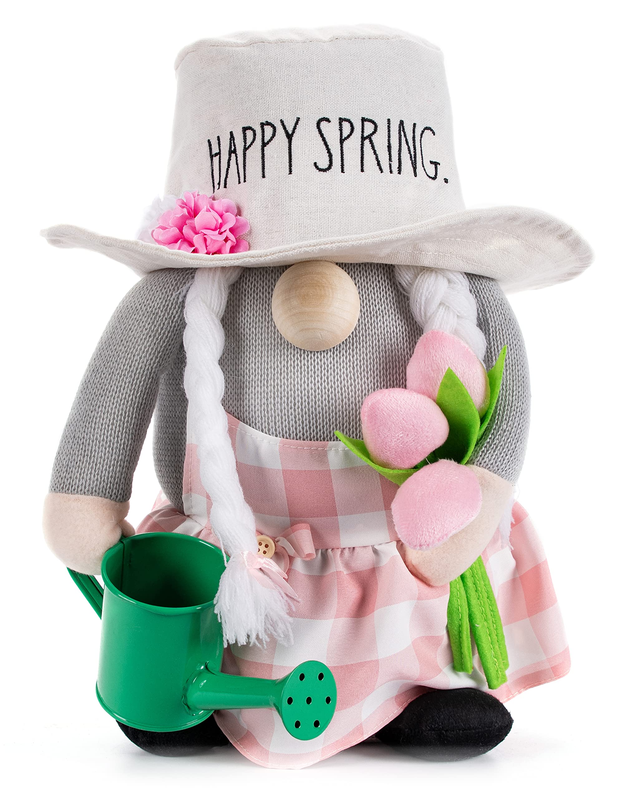 Rae Dunn Spring Gnome Decor - Cute Stuffed Plush Gnomes for Home, Office & Garden - Easter Gnome Figurines - Farmhouse Kitchen Shelf Decorations - Perfect Gnome Gifts for Spring - Happy Spring Decor for Indoor & Outdoor Use