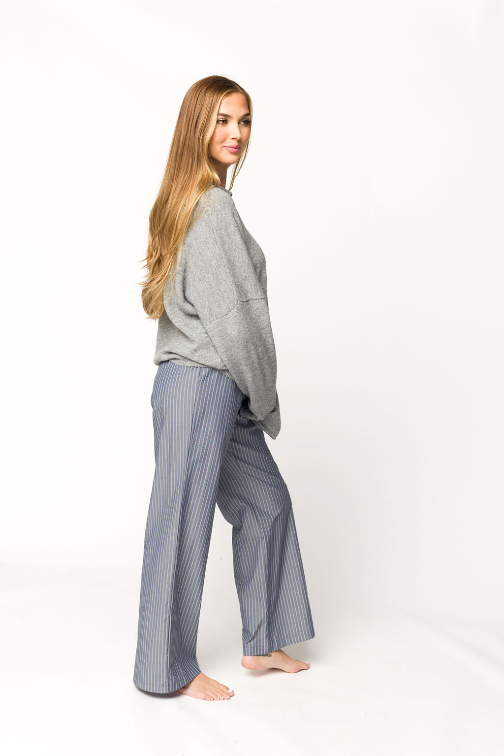 Michelle Striped Pajama Pants for Women - Soft Sleepwear Lounge Pants in Midnight Blue - Perfect for Relaxing at Home, Lounging & Sleepwear