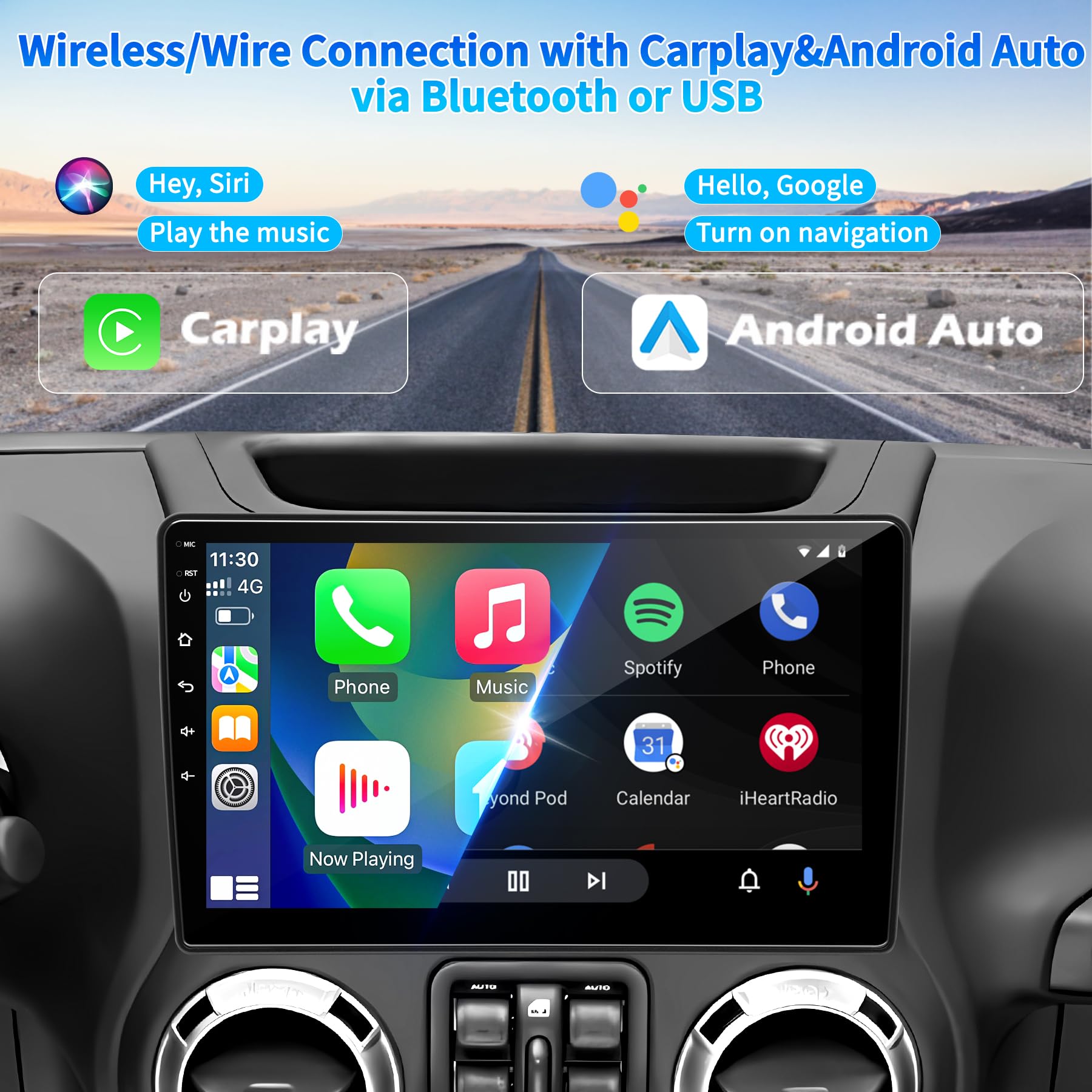 Jeep Wrangler JK Compass Grand Cherokee Dodge Ram 1500 Car Stereo - Android 12 OS 10