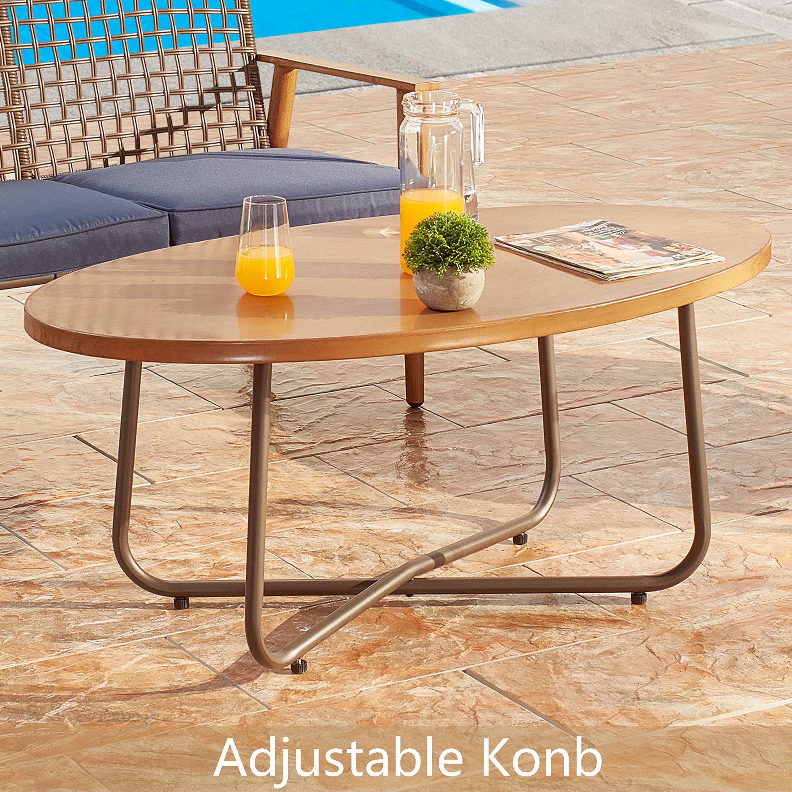 PatioFestival 2-Piece Outdoor Loveseat Set with Coffee Table - Wood Grain Finish Bistro Furniture for Lawn, Porch, Garden & Poolside - Perfect for Relaxing & Entertaining (Large, Blue)