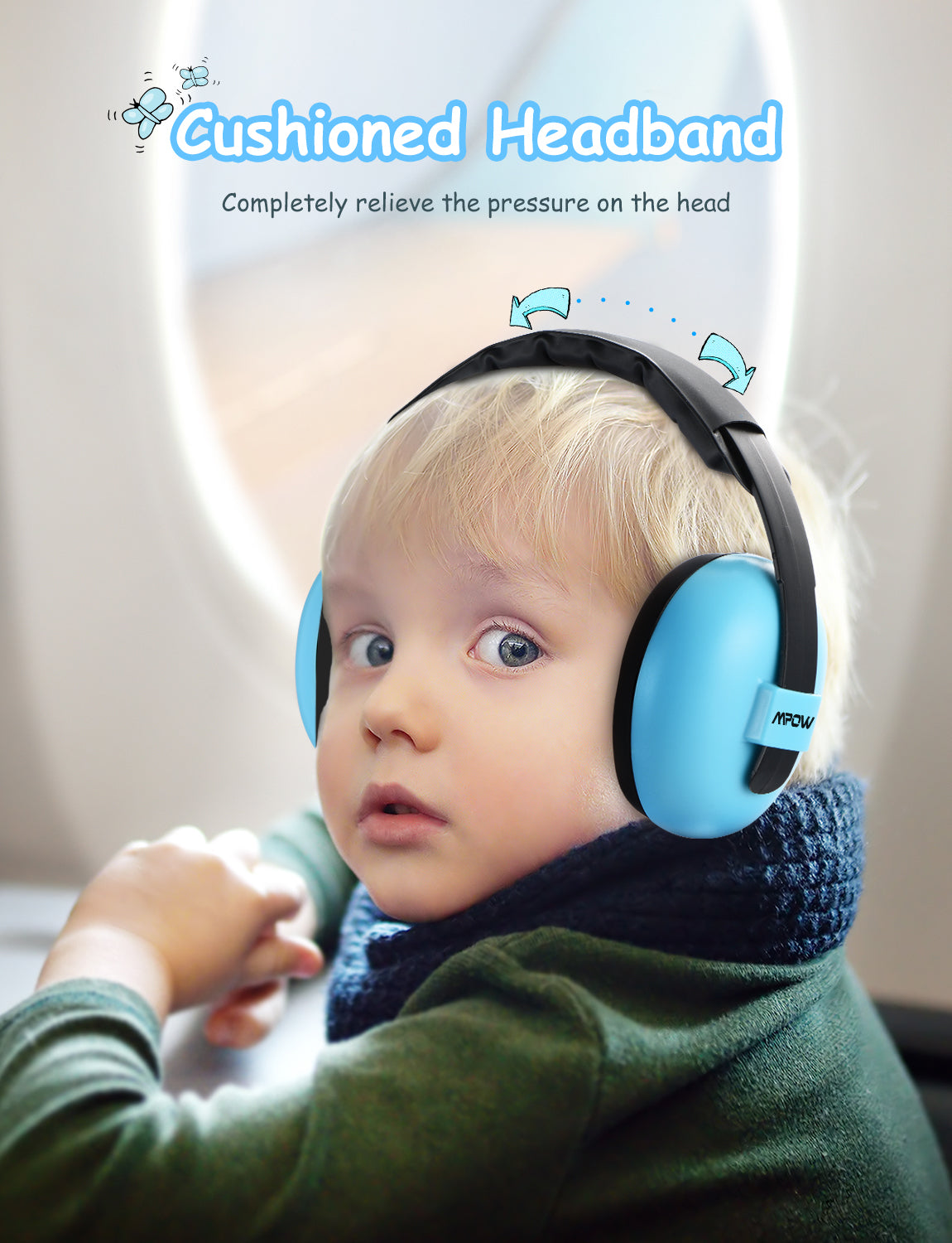 MPOW HP122A Baby Ear Protection - NRR 31dB Noise Cancelling Ear Muffs for Infants & Toddlers - Comfortable Hearing Protection for Airplanes, Fireworks, Loud Events & Construction Sites