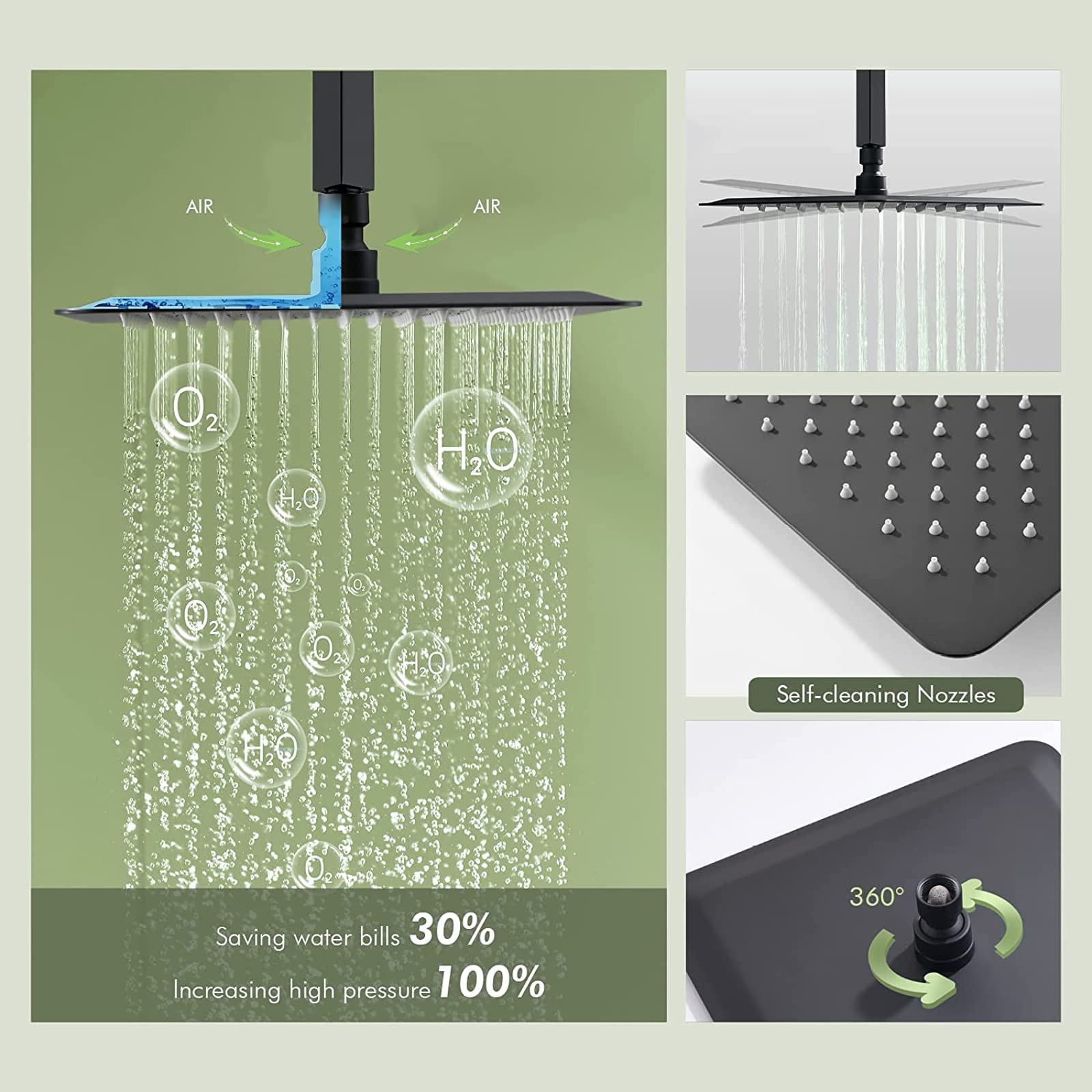 Premium 10 Inch All Metal Matte Black Shower System - Overhead Rain Shower Combo with Handheld, Ceiling Mount & 3-Way Pressure Balance Valve - Complete Shower Faucet Set for Modern Bathrooms (Ideal for Spa-Like Experience & Water Conservation)