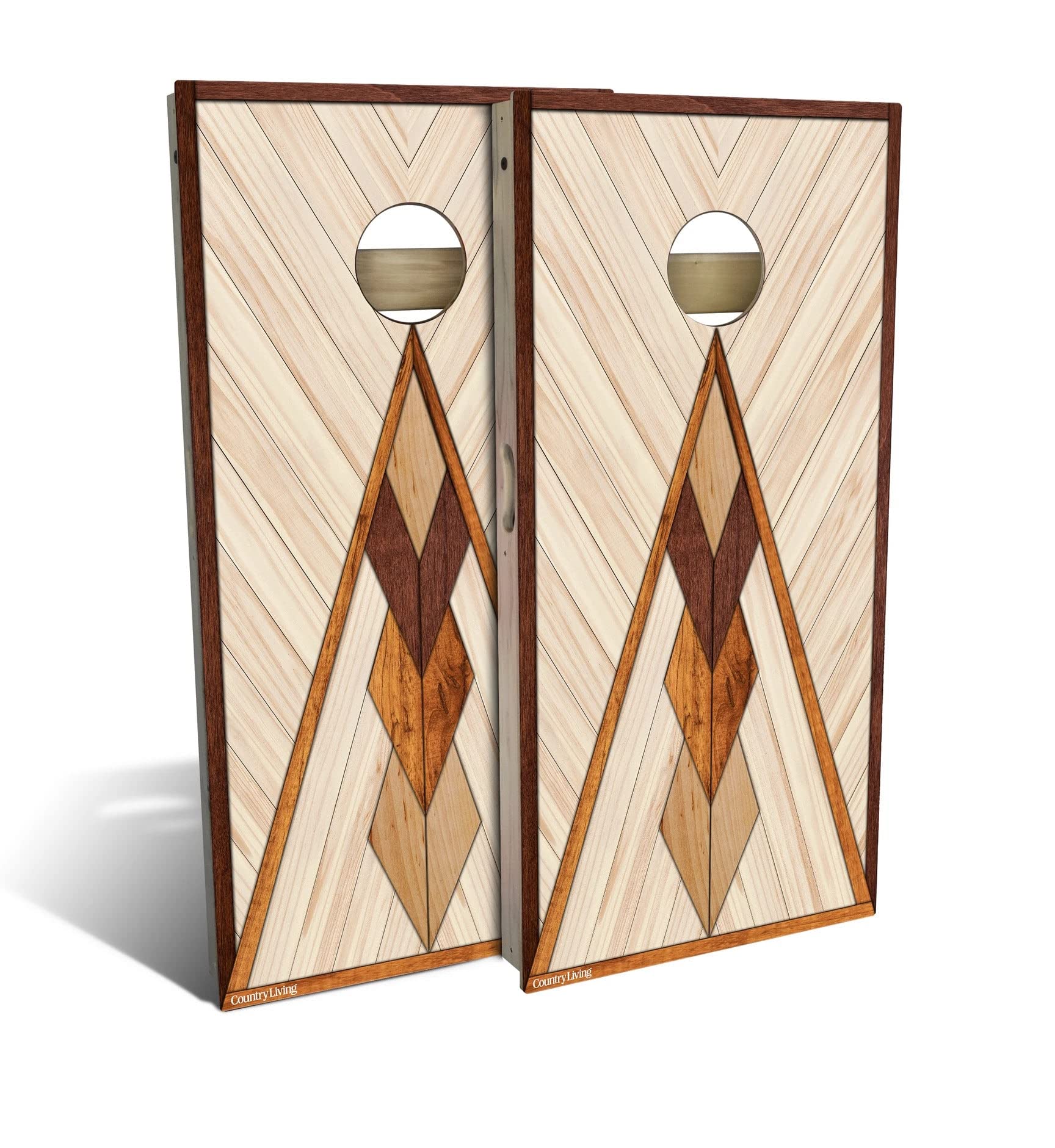 Skip's Garage Geometric Triangle Cornhole Board Set - 2 Boards & 8 Bags - Custom Size & Accessories - Perfect for Backyard Parties, Tailgating & Outdoor Games