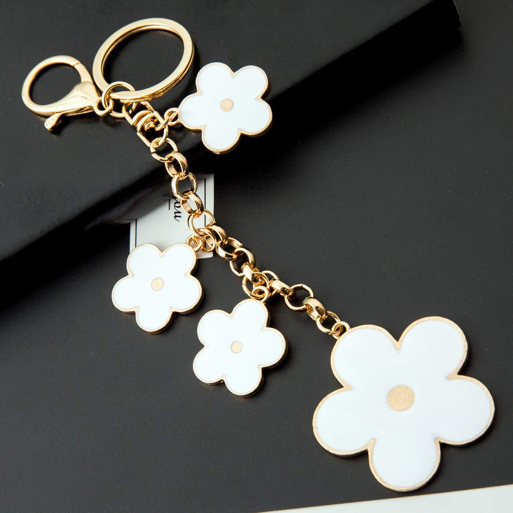 Women's Floral Enamel Keychain Bag Charm - Cute Purse Accessories for Handbags, Backpacks, Wallets & Gifts
