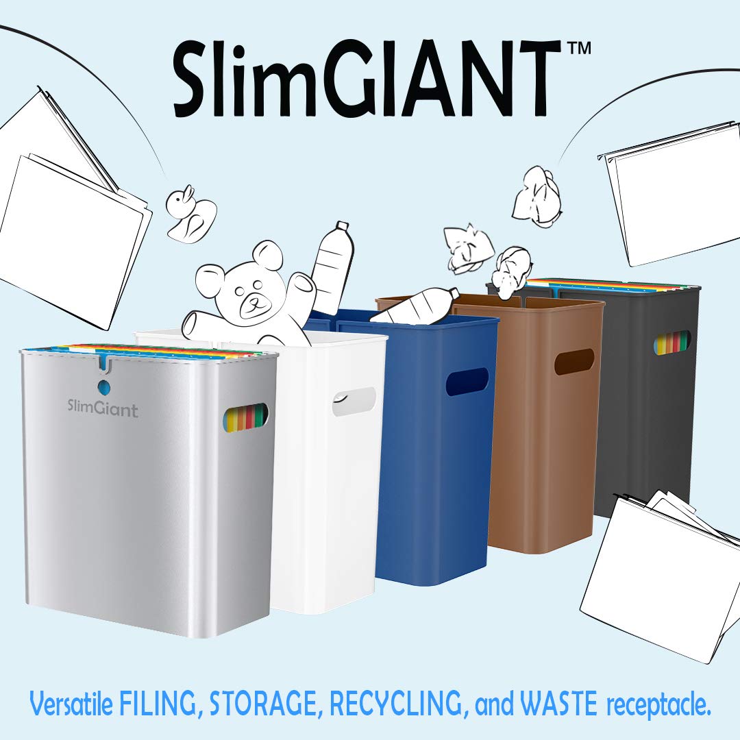 iTouchless SlimGiant 4.2 Gallon Plastic Trash Can - 2 Pack Blue - Compact Waste Bin for Bathroom, Office, Kitchen & Small Spaces
