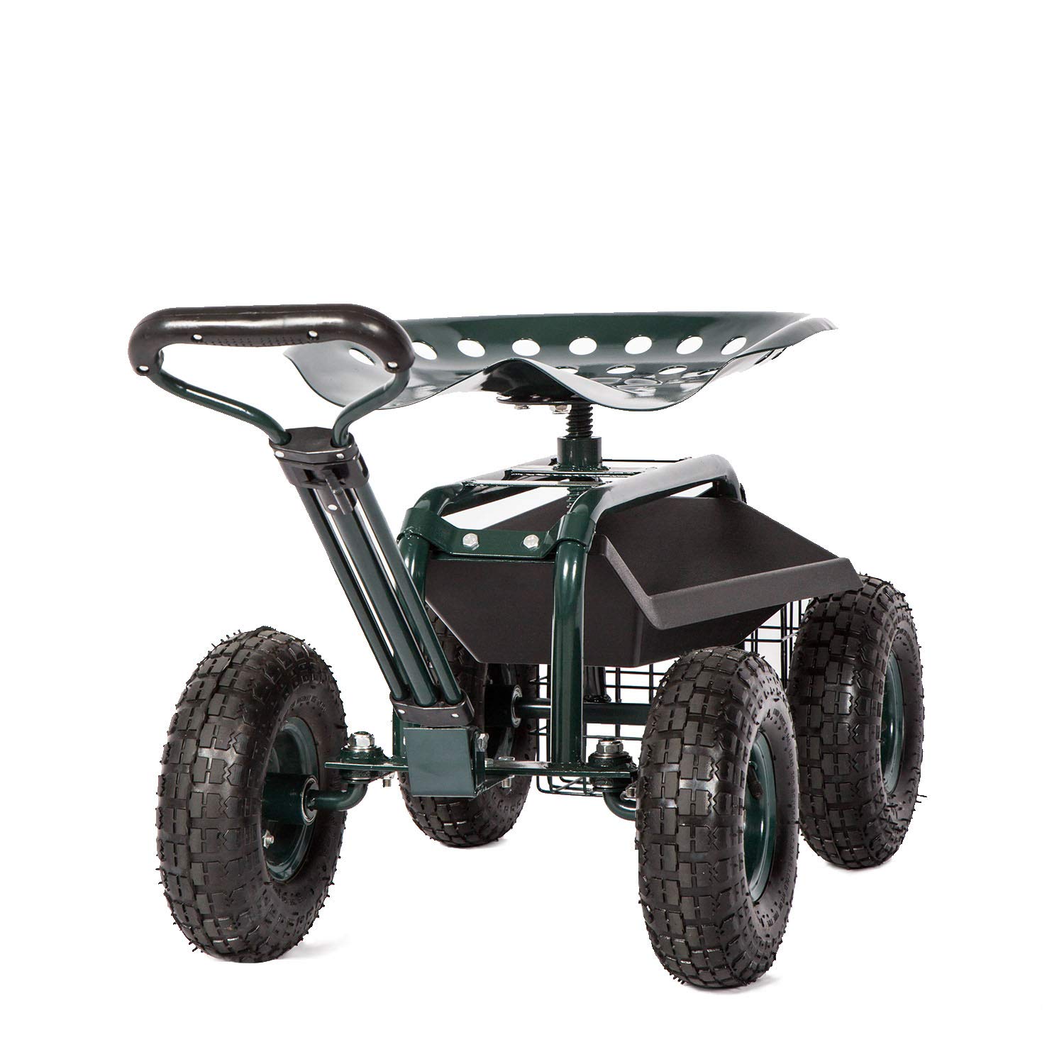 Kinsunny Heavy Duty Garden Cart Rolling Work Seat with Tool Tray - Foldable Scooter for Gardening, Planting & Outdoor Work | Perfect for Landscaping, Yard Maintenance & Home Improvement Projects
