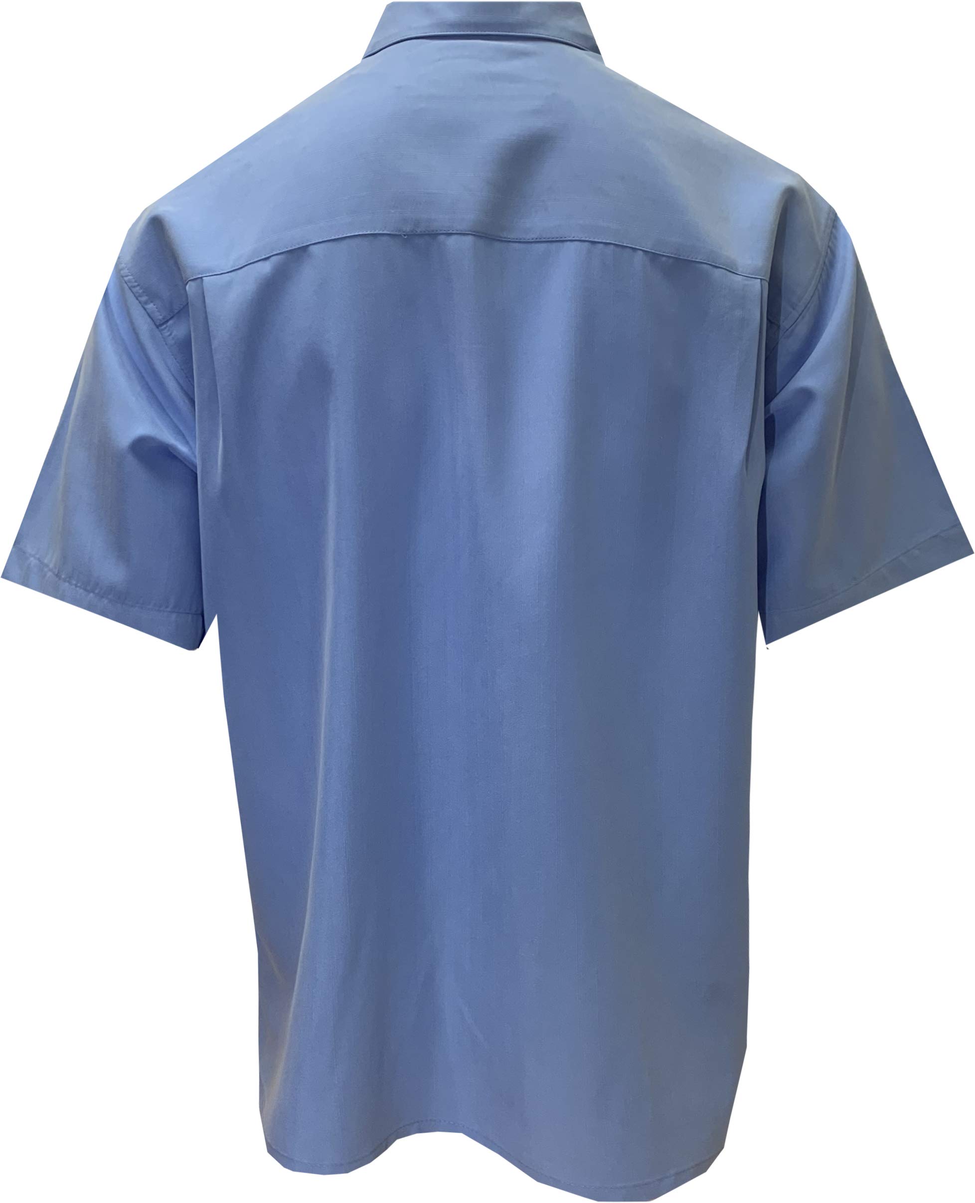 Bamboo Cay Men's Short Sleeve Embroidered Hawaiian Shirt - Relaxed Fit Tropical Button Down Shirt for Summer Vacation & Beach Party (3XL, Cobalt Blue)