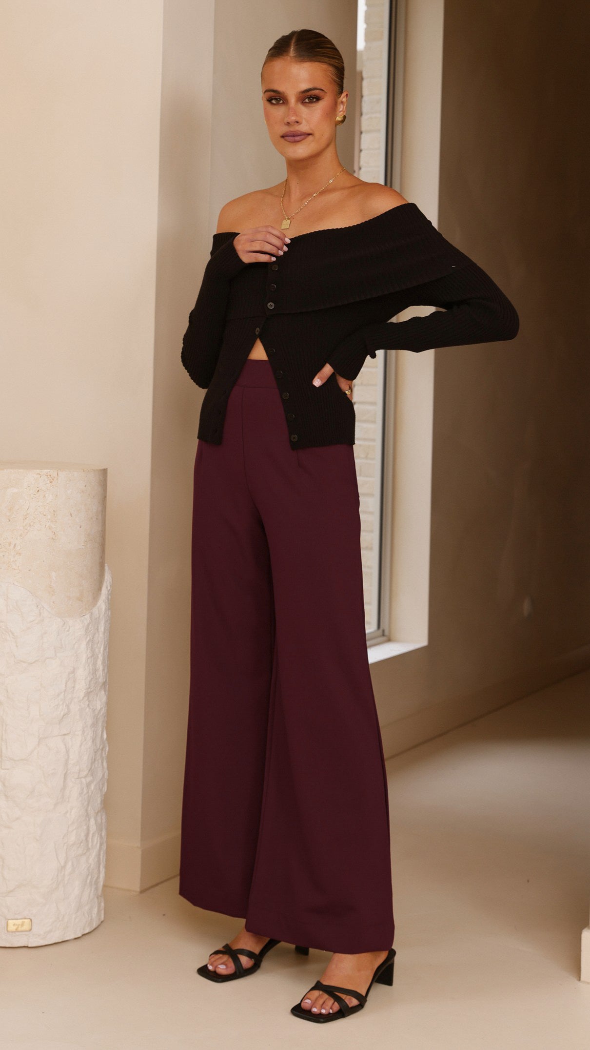 Garciela Women's Wine Red Pants - Stylish High Waist Trousers for Casual Wear & Office Outfits