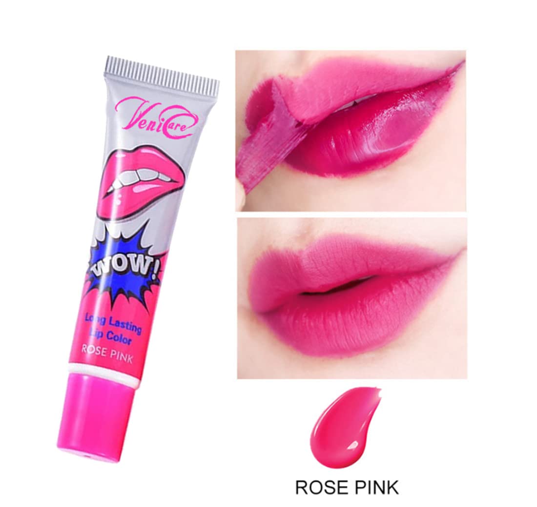 6-Pack Long Lasting Peel-Off Lip Stain Gloss Set with Free Bonus Kraft Sticker Labels - 6 Vibrant Shades for Everyday Wear, Date Night & Special Occasions