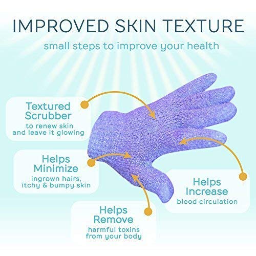 KAAS Exfoliating Bath Gloves for Spa & Shower - Soft Massage Body Scrubber, Dead Skin Remover - 1 Pair Multicolor - Perfect for Dry Brushing & Deep Cleansing