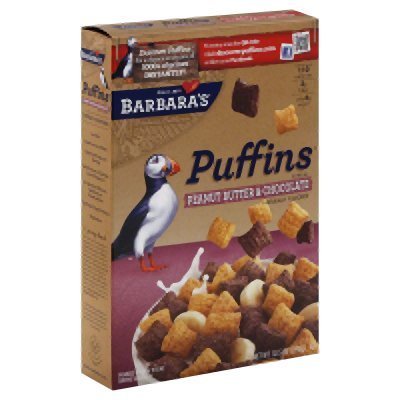 Barbara's Bakery Peanut Butter & Chocolate Puffins Cereal - 12 Pack (10.5 Oz Each) - Healthy Breakfast Cereal for Kids & Adults - Perfect for Snacking, Breakfast Bowls & On-the-Go