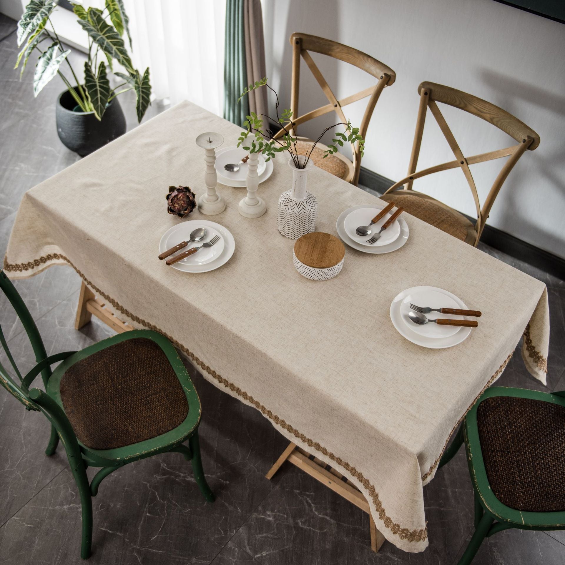 Yamilet Champagne Linen Tablecloth - Elegant Dining Table Cover for Weddings, Parties & Home Decor | Premium Washable Linen Fabric