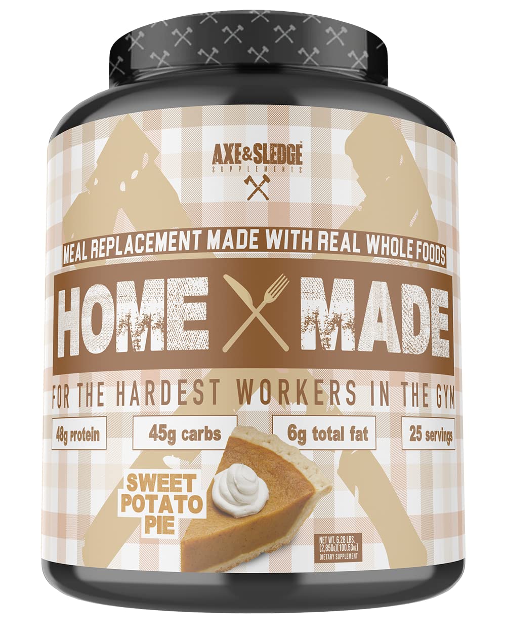 Axe & Sledge Whole-Foods-Based Meal Replacement Powder - Sweet Potato Pie Flavor, 25 Servings | Organic Protein Shake for Weight Loss & Muscle Gain | Perfect for Post-Workout, Breakfast or On-the-Go Nutrition