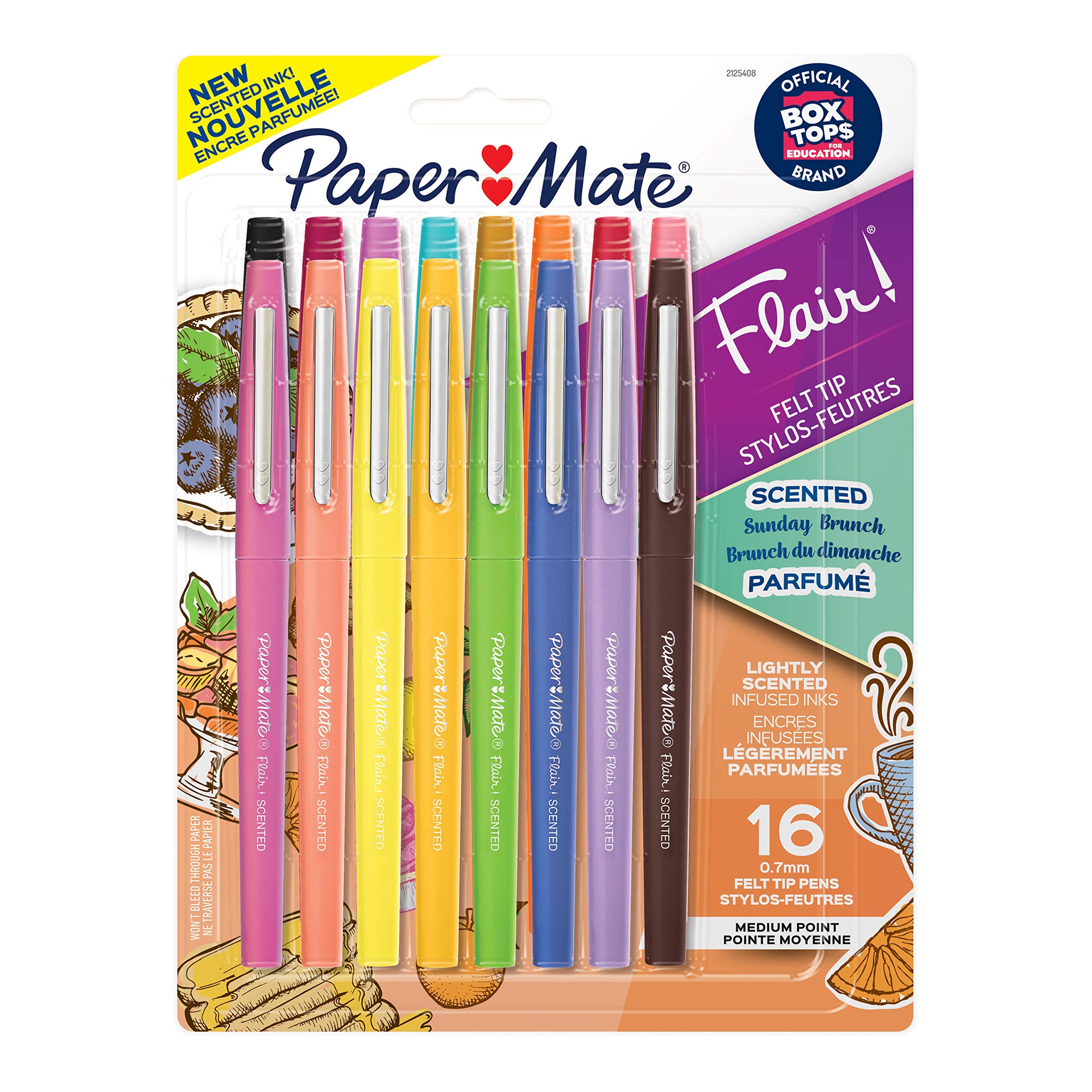 Flair Scented Felt Tip Pens - 16 Count Assorted Sunday Brunch Scents & Colors (0.7mm) for Journaling, Note Taking & Creative Writing | Perfect for Bullet Journals, Planners & School Supplies