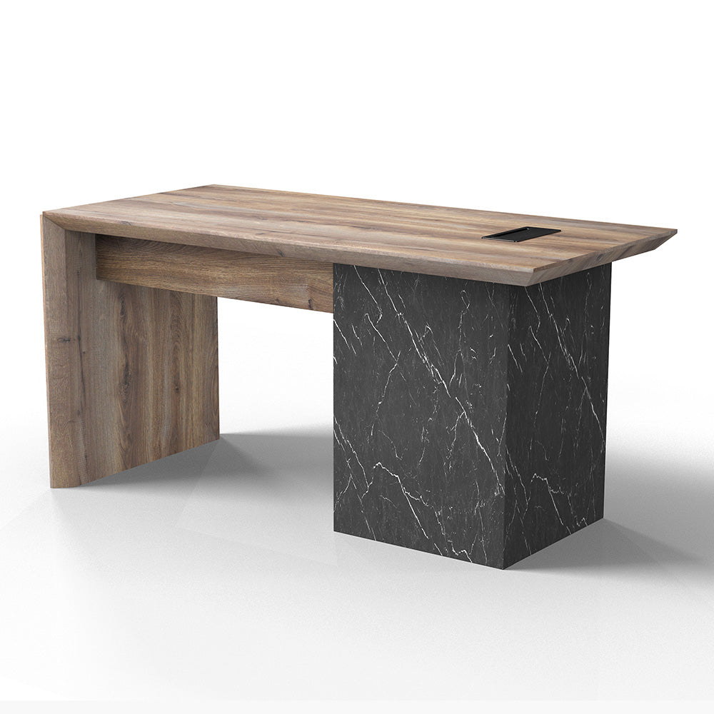 LOGAN Executive Desk Reversible 180cm Warm Oak & Black - Modern Office Desk for Home & Business Workspace - Perfect for Professionals, Remote Work & Study Areas