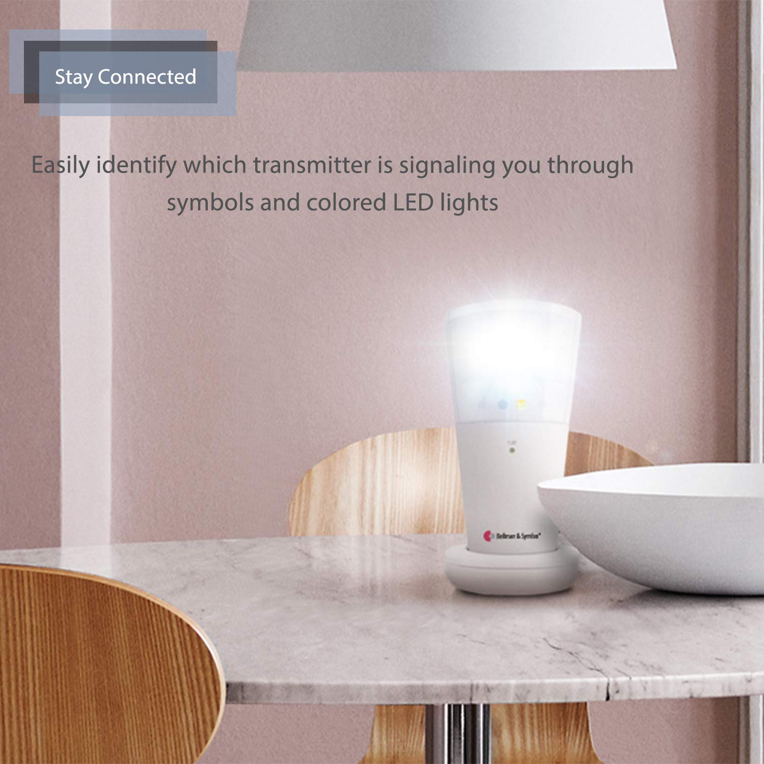 Bellman & Symfon Wireless Alarm for Deaf & Hard of Hearing - Push Button Alert System with Flashing Light & Phone Cable - Smart Home Safety Device for Bedroom, Office & Elderly Care