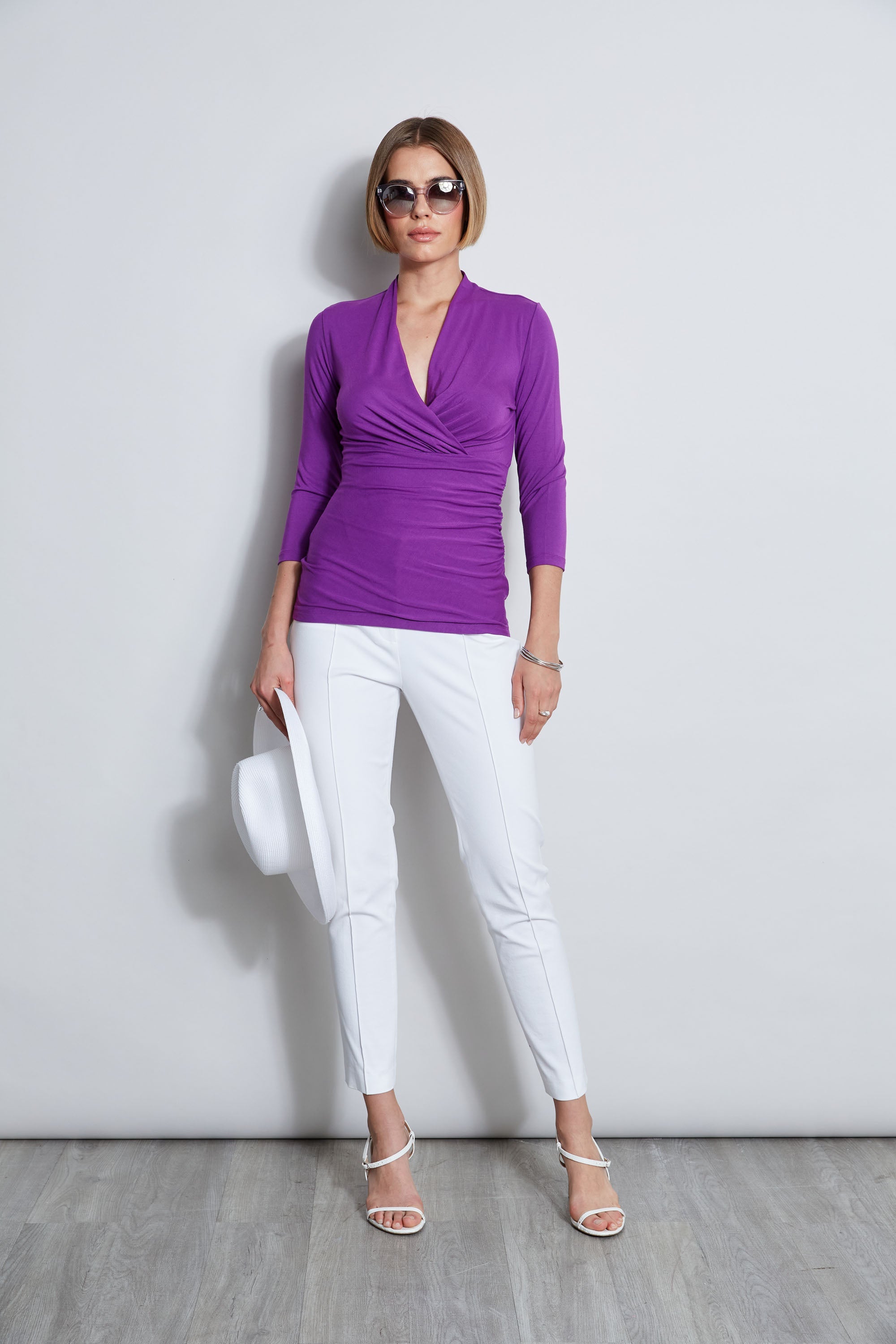 Mock Wrap Knit Sweater E756X504 in Berry Color - Cozy & Stylish for Fall & Winter Outfits