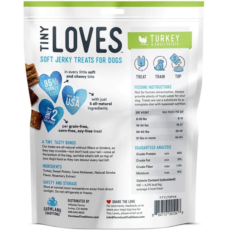 Farmland Traditions Tiny Loves Turkey & Sweet Potato Soft Jerky Dog Treats 5oz - Grain-Free, All-Natural Puppy Snacks for Training & Rewards - Perfect for Small Dogs & Sensitive Stomachs