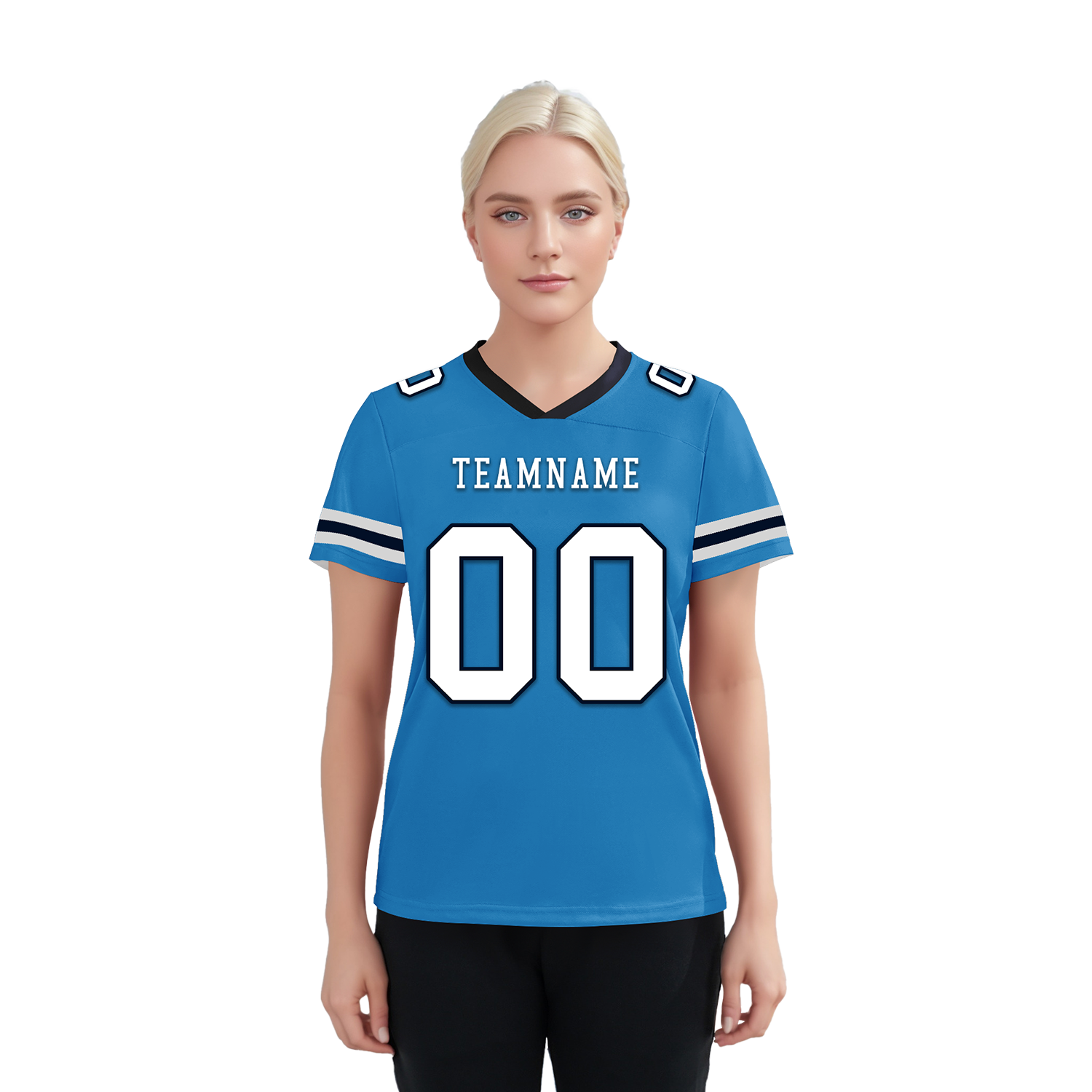 Custom Blue & White Personalized Football Jersey - Classic Style Authentic Replica for Fans & Players - Perfect for Games, Training & Fan Events