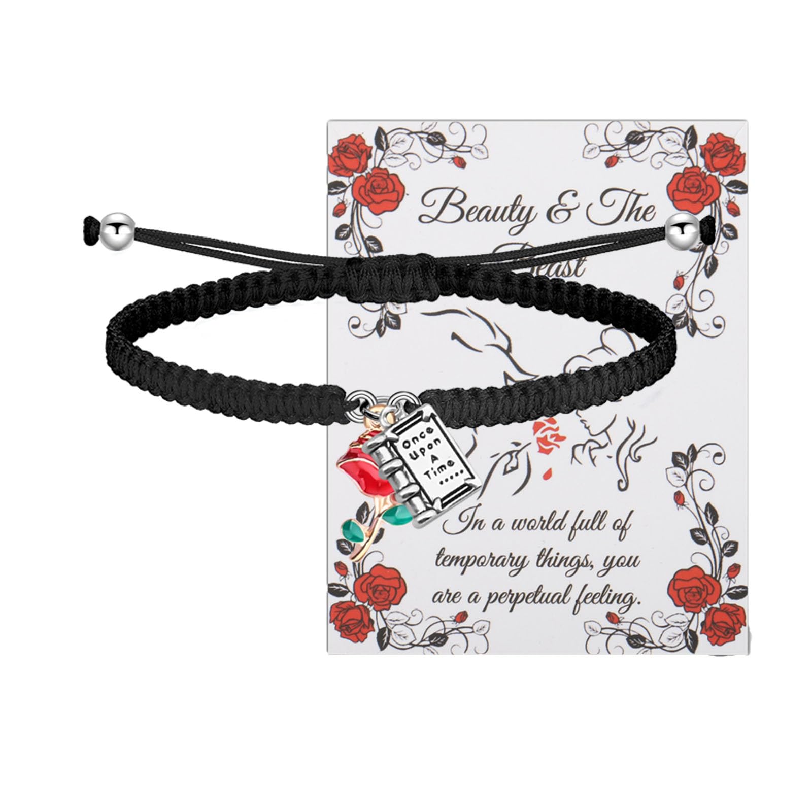 UJIMS Rose Pendant Necklace & Flower Bracelet Set - Beauty Fairy Jewelry for Women, Princess Gift for Her - Perfect for Birthday, Anniversary, Valentine's Day & Special Occasions
