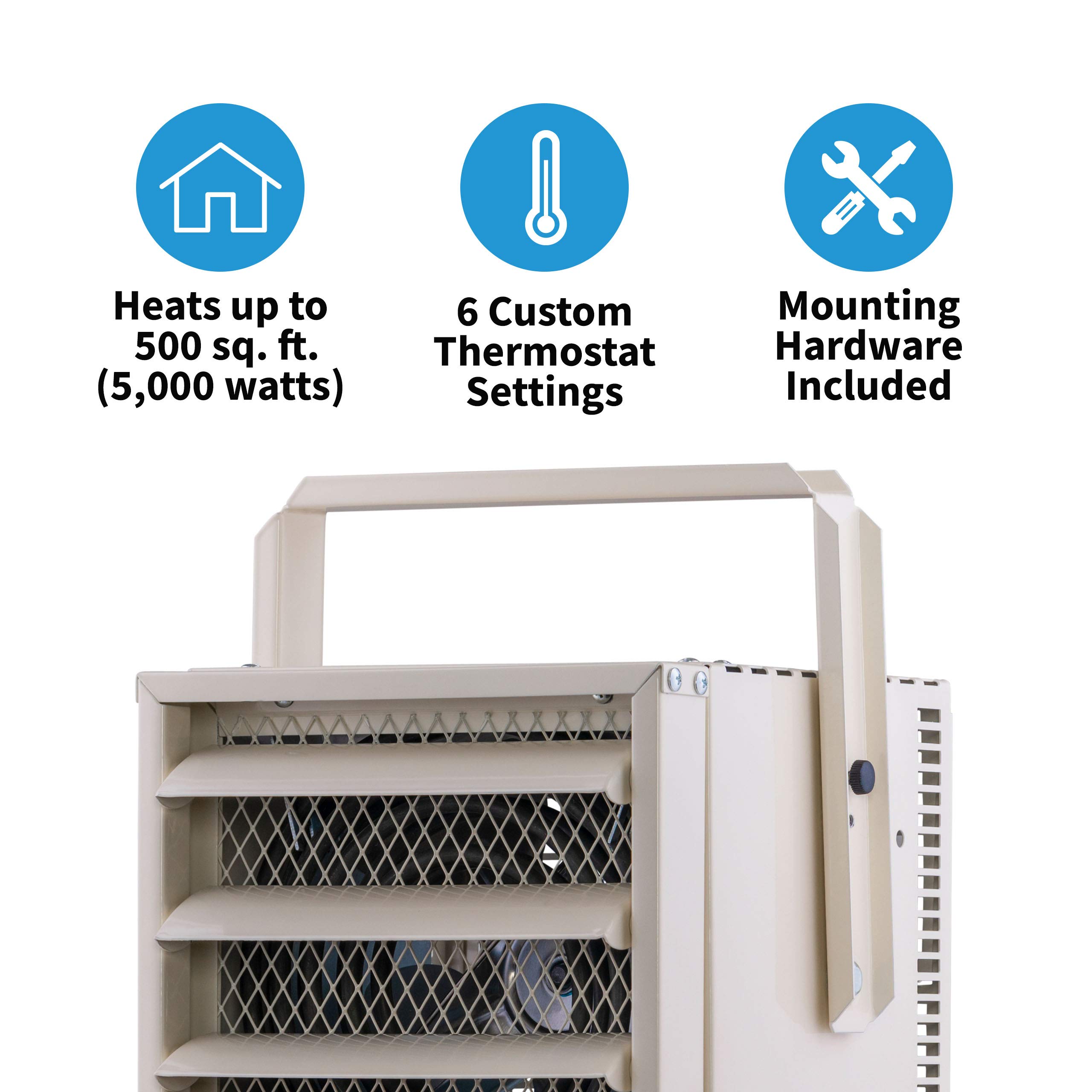Newair 1500W Electric Garage Heater with Adjustable Ceiling/Wall Mount & Tilt Head - Covers Up to 500 Sq.Ft - Perfect for Garages, Workshops, Warehouses & Job Sites - Fast Heating Solution for Cold Weather & Workspaces