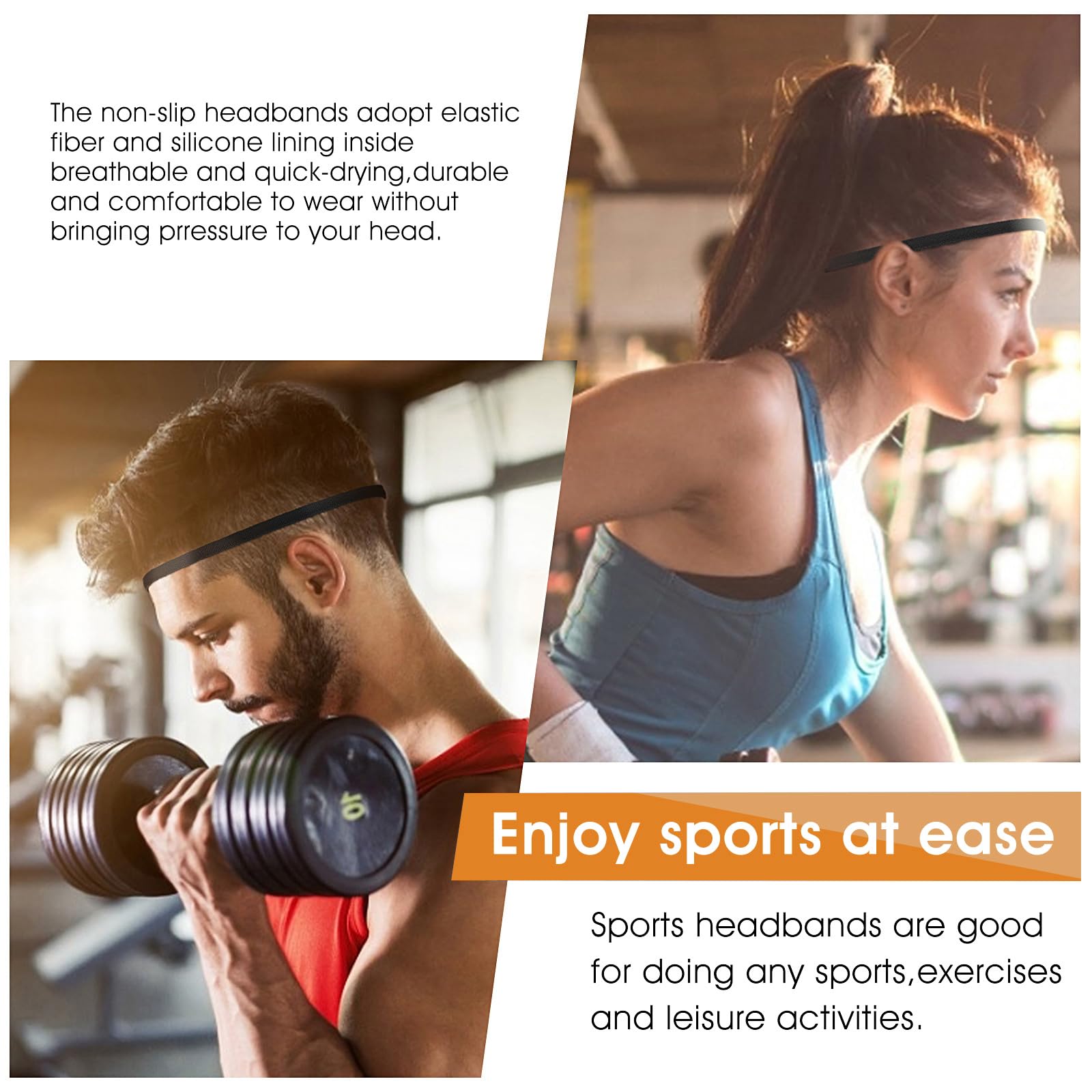 4 Pack Non-Slip Sports Headbands for Women & Men - Elastic Running Headbands, Sweat Absorbent Yoga Hairbands for Football, Workout, Gym & Outdoor Exercise - Perfect for Jogging, Tennis & Fitness Activities