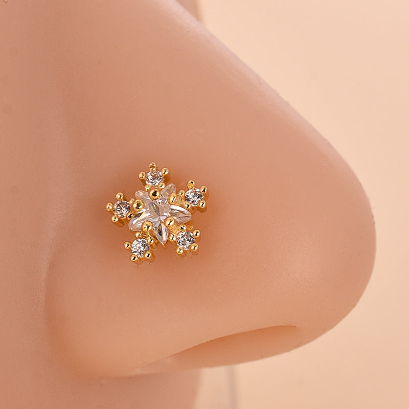 20G Hypoallergenic Rose Leaf Nose Studs - Surgical Steel Nose Ring for Sensitive Skin | Perfect for Everyday Wear, Parties & Special Occasions | HSPJ700