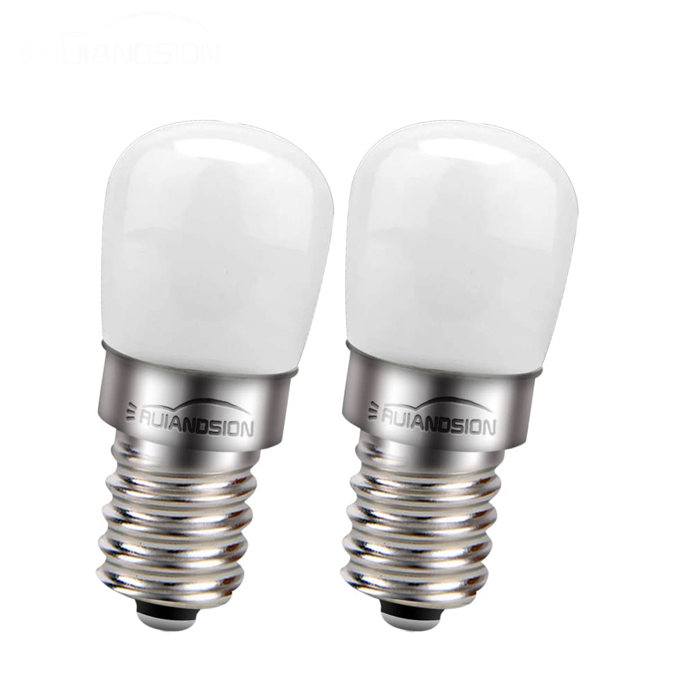 Ruiandsion E14 LED Bulb 110V 1.6W Energy Saving Light Bulbs - Warm White (2 Pack) - Low Heat LED Bulb for Refrigerator, Oven Hood, Sewing Machine, Cabinet & Small Appliances