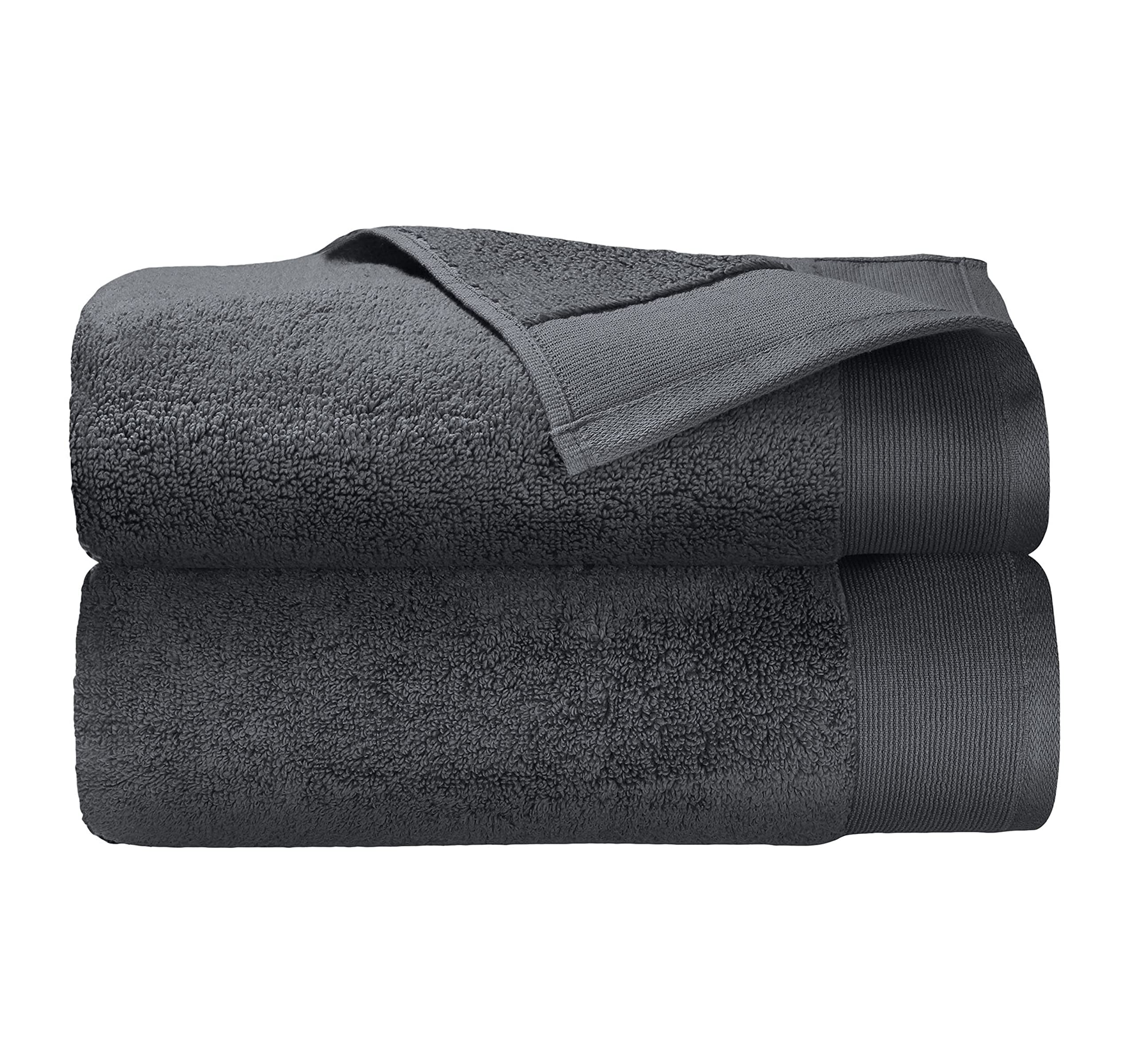 Premium 100% Cotton Bath Towels - Ultra Soft, Quick Dry & Highly Absorbent - Hotel Quality Luxury Towel Set (2 Pack, Grey) - Perfect for Spa, Bathroom & Guest Use