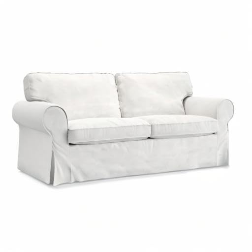 MASTERS OF COVERS Pre-Shrunk Cotton Ektorp Loveseat Sofa Slipcover for IKEA Two-Seater - Perfect Fit for Ektorp Series (White) | NOT Compatible with Uppland Sofa | Living Room Furniture Protection & Style Upgrade