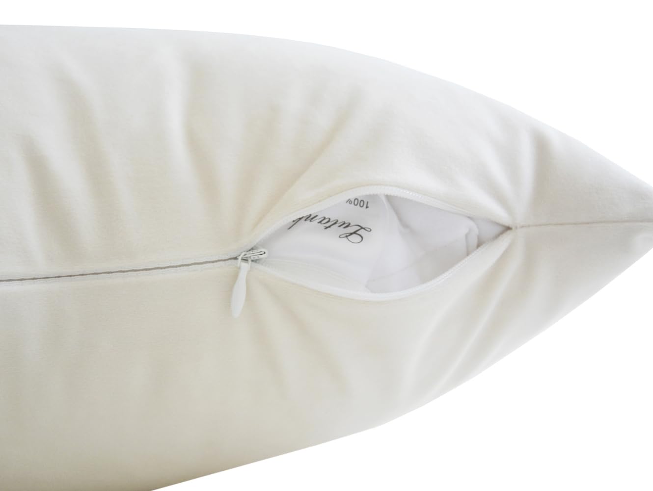 Velvet Cushion Covers (Pack of 2) - Soft Decorative Throw Pillow Cases 12x20 Inches (30x50 cm) for Sofa, Bedroom, Car - Creamy White - Perfect for Home Decor, Cozy Living Room Accents & Comfortable Travel Accessories