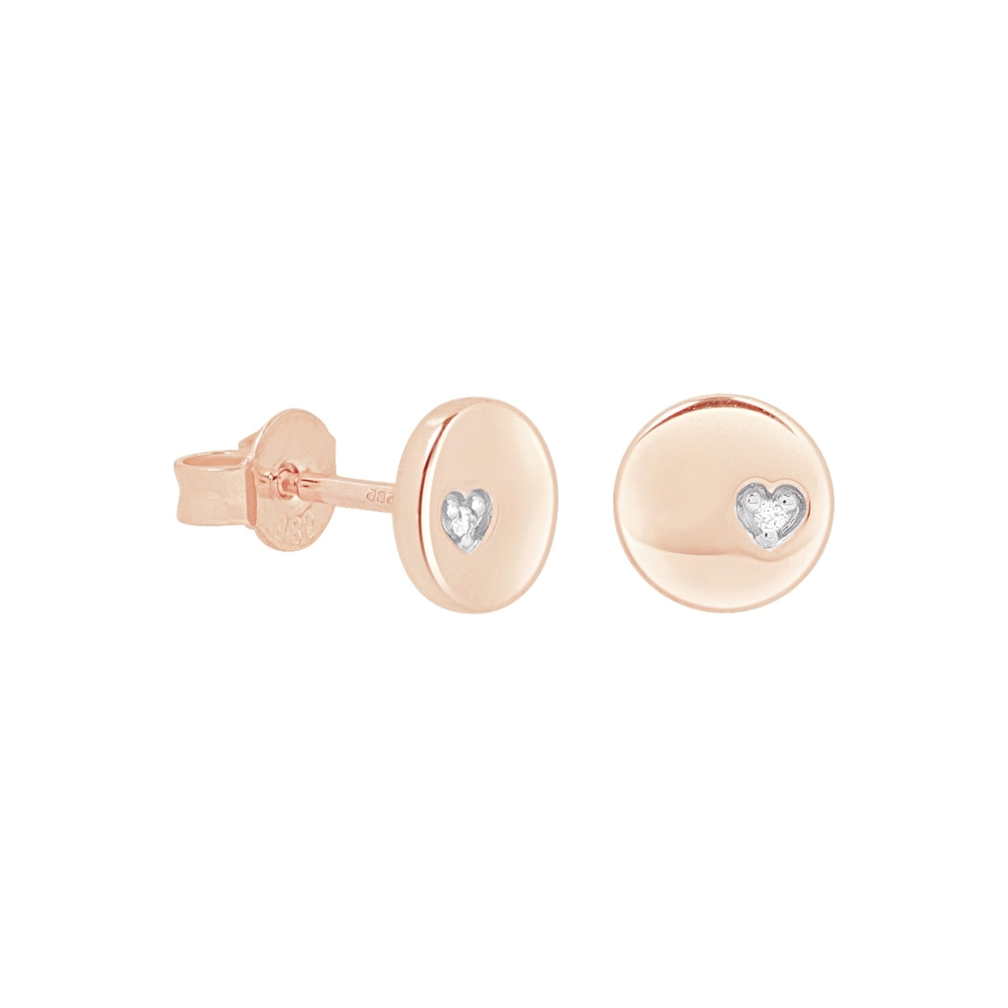 14k Rose Gold Diamond Heart Stud Earrings for Women - Perfect for Valentine's Day, Anniversary Gifts & Everyday Elegance
