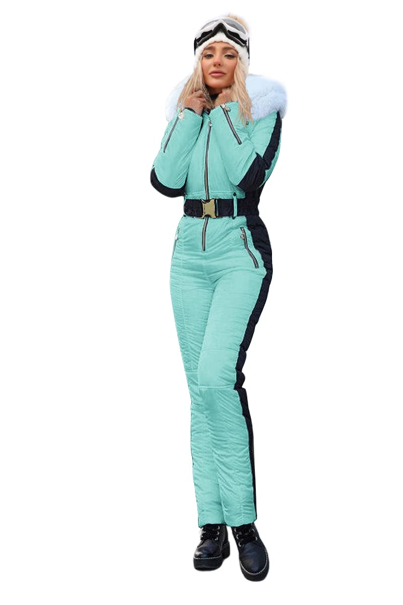 Zwurew Women's Winter Ski Suit - Waterproof Snowsuit with Fur Collar, Thermal Ski Jumpsuit Coat for Outdoor Sports & Snowboarding | Perfect for Skiing, Snowboarding & Winter Adventures