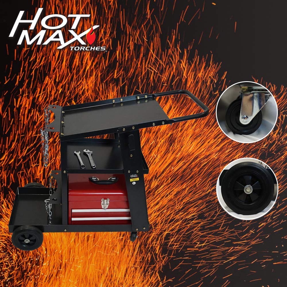 Hot Max WC100 Heavy Duty Welding & Plasma Cutter Cart - Portable Workstation for Metal Fabrication, DIY Projects & Industrial Use