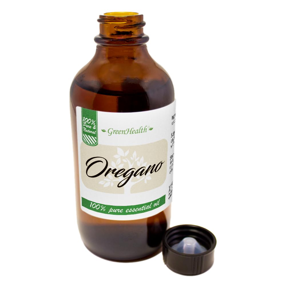 100% Pure Oregano Essential Oil - 4 fl oz (118 ml) Glass Bottle with Cap - GreenHealth - Aromatherapy, Skin Care & Natural Remedies